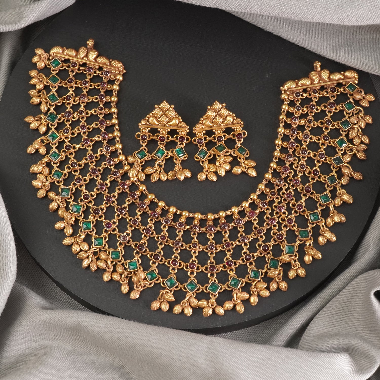 Gold Plated Kolhapuri Silver Chatai Necklace