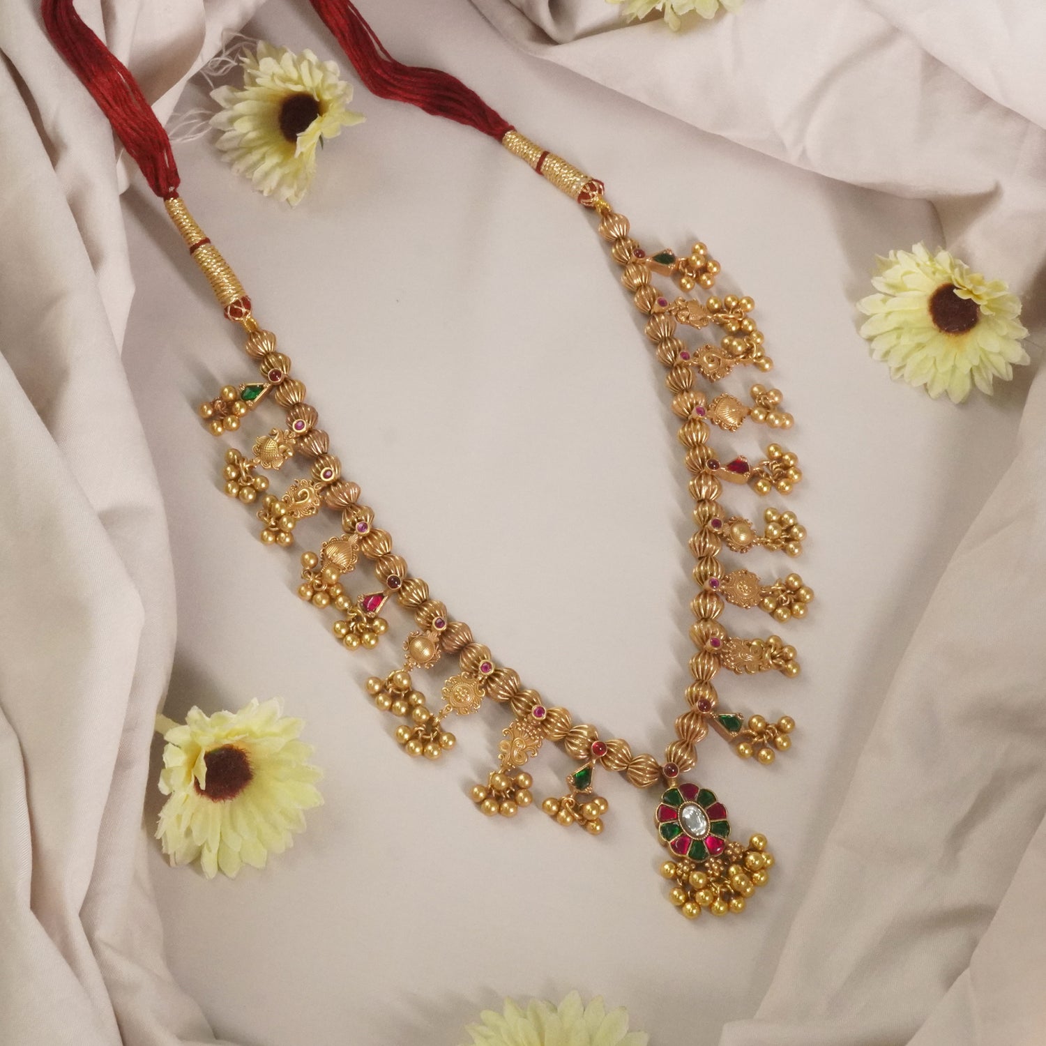 Shop Online Antique Gold Plated Silver Kolhapuri Saaj Design