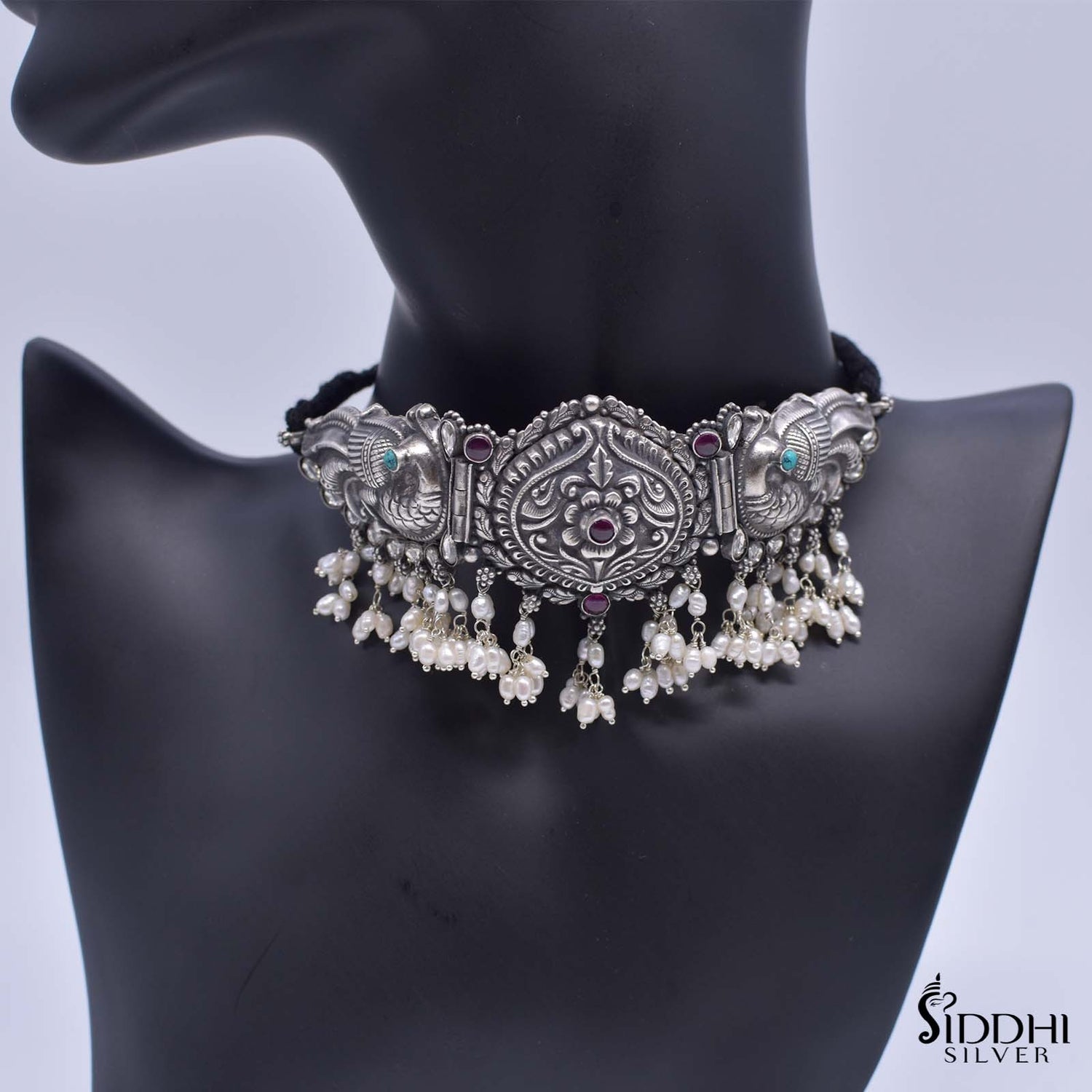 Choker suryaful double peacock
