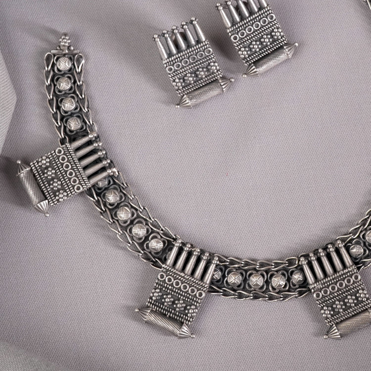 Shop Online Silver Tribal Necklace Online With Matching Earrings