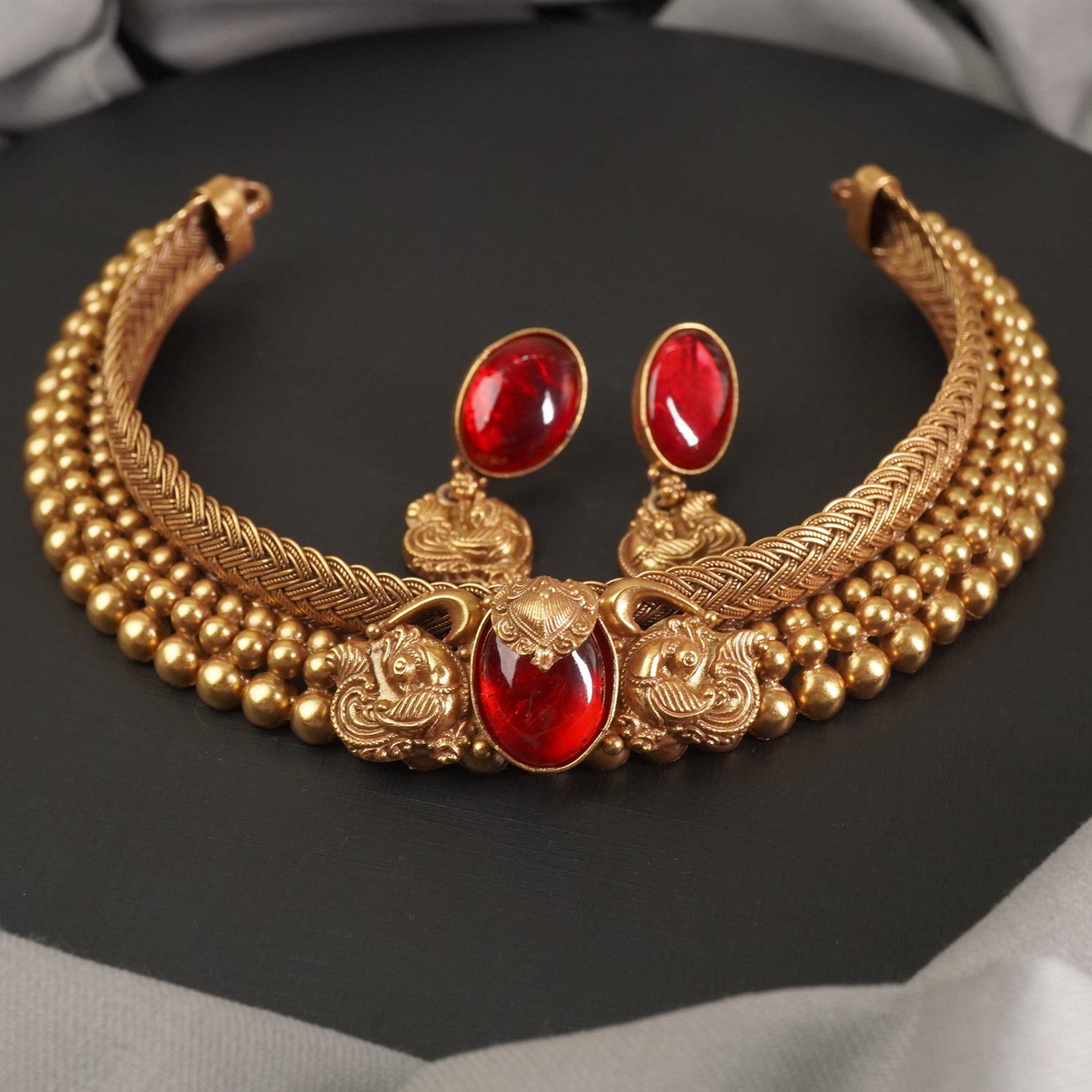 gold plated kolhapuri necklace in sterling silver