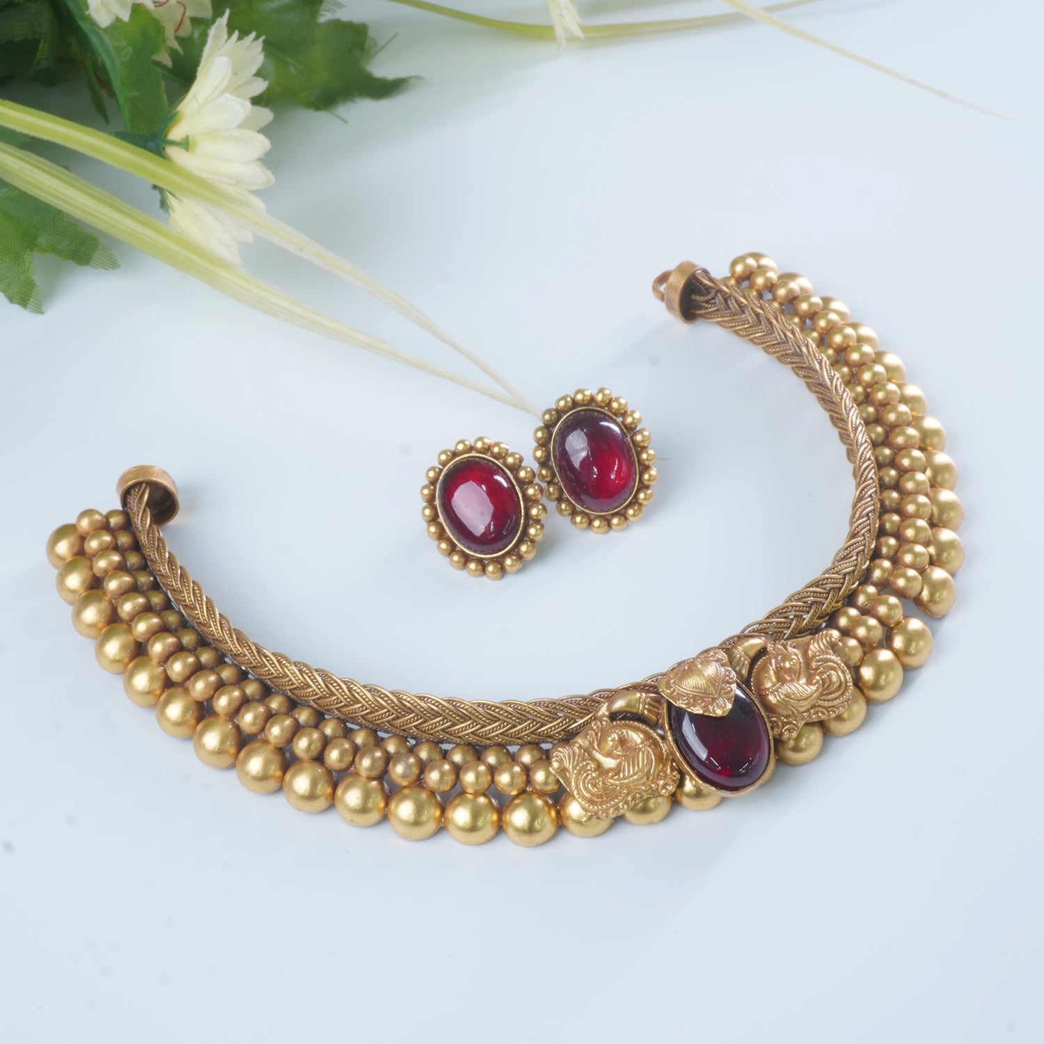 Antique Gold Plated Silver Kolhapuri Necklace