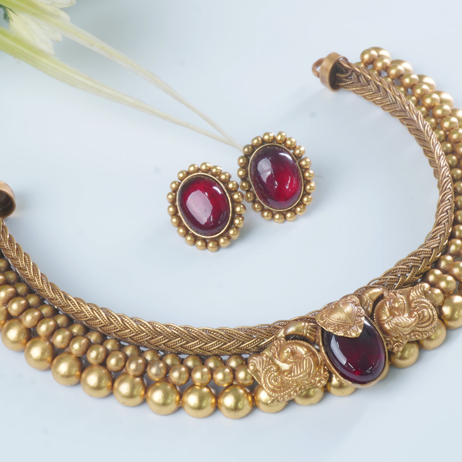 Antique Gold Plated Silver Kolhapuri Necklace