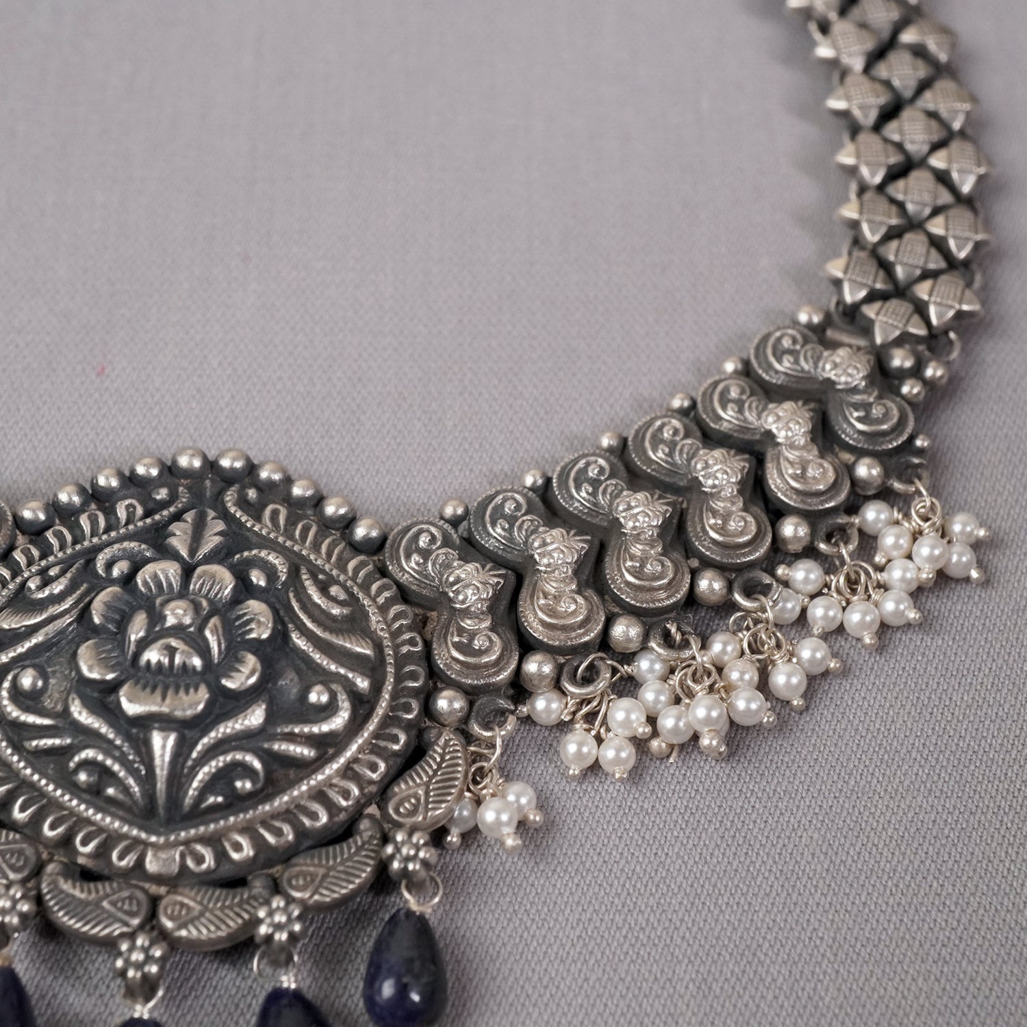 Regal Silver Necklace With FreshWater Pearls