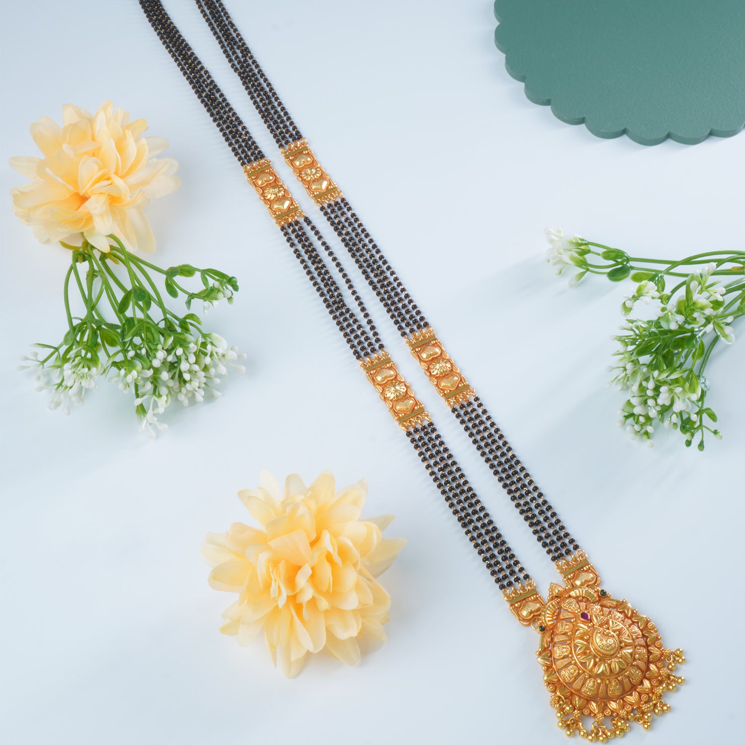 Unique Gold Plated Silver Chain Mangalsutra With Gold Look-a-like Silver Pendant