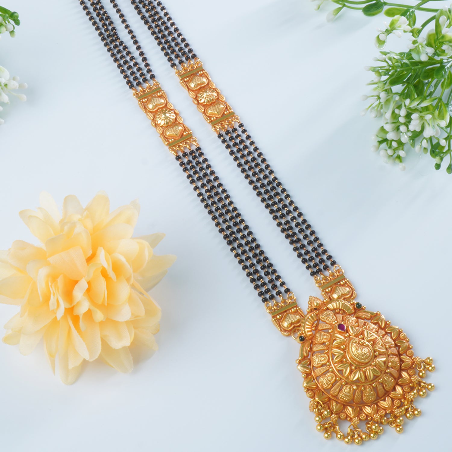 Unique Gold Plated Silver Chain Mangalsutra With Gold Look-a-like Silver Pendant