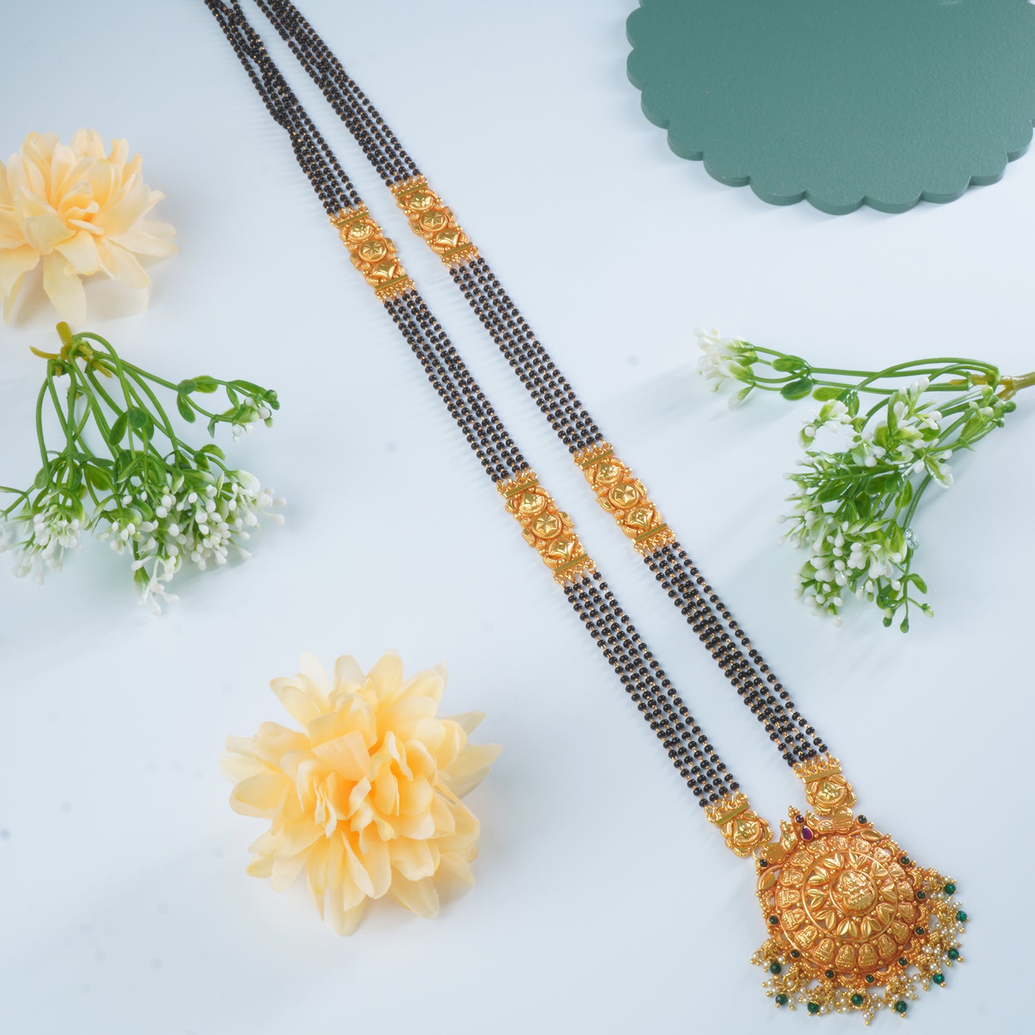 Shop Long Gold Plated Silver Chain Mangalsutra With Gold Look-a-like Silver Pendant