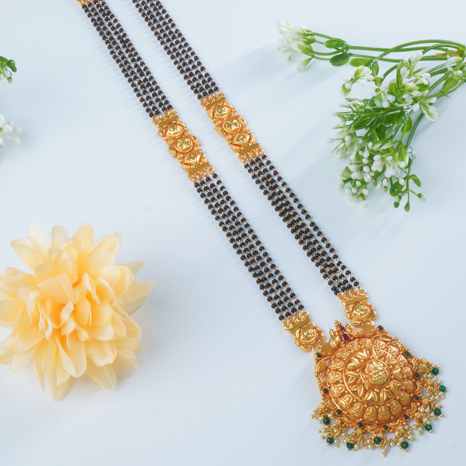 Shop Long Gold Plated Silver Chain Mangalsutra With Gold Look-a-like Silver Pendant