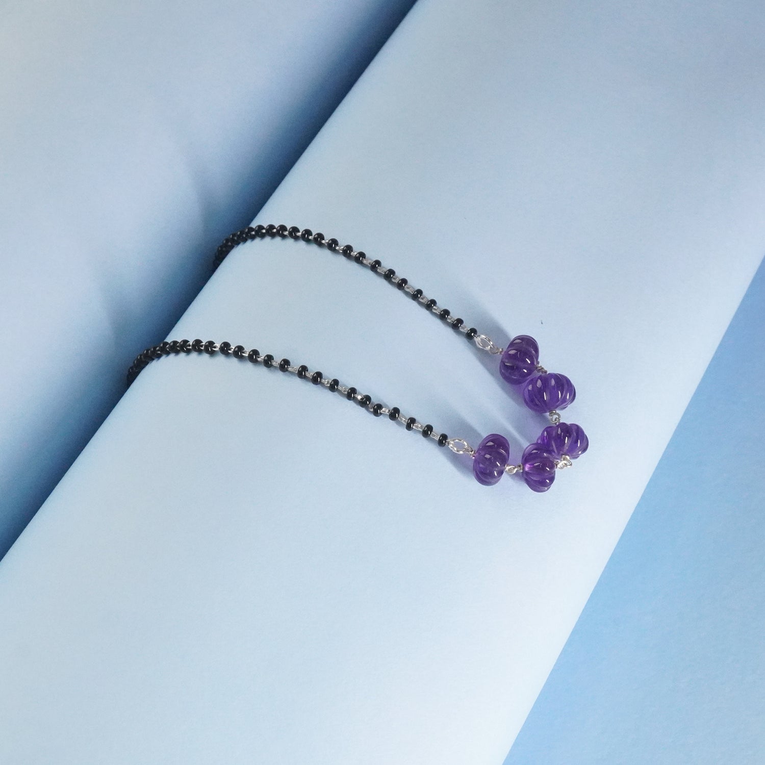 Silver Chain Mangalsutra With Amethyst Strawberry beads