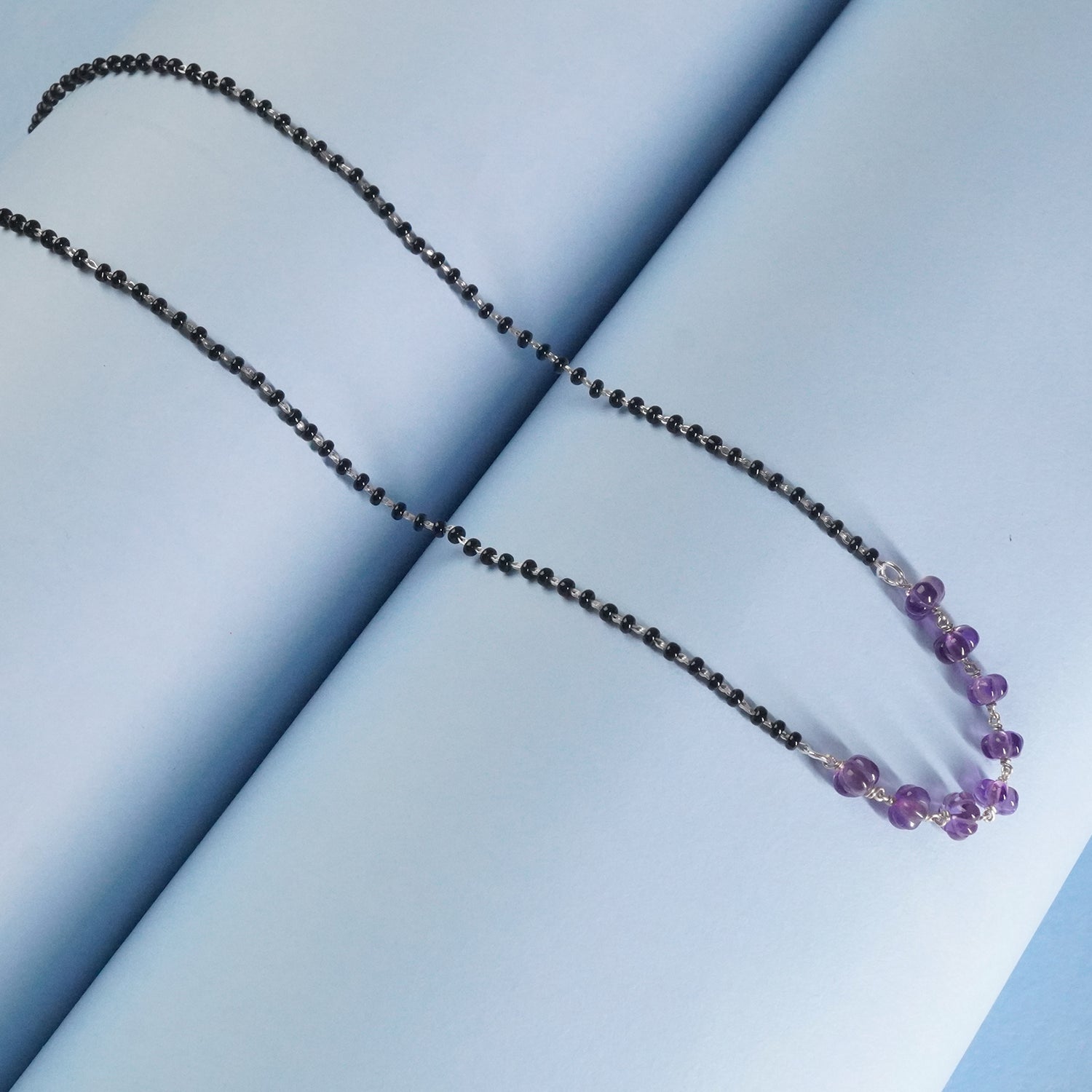 Silver Chain Mangalsutra With Small Strawberry Amethyst beads