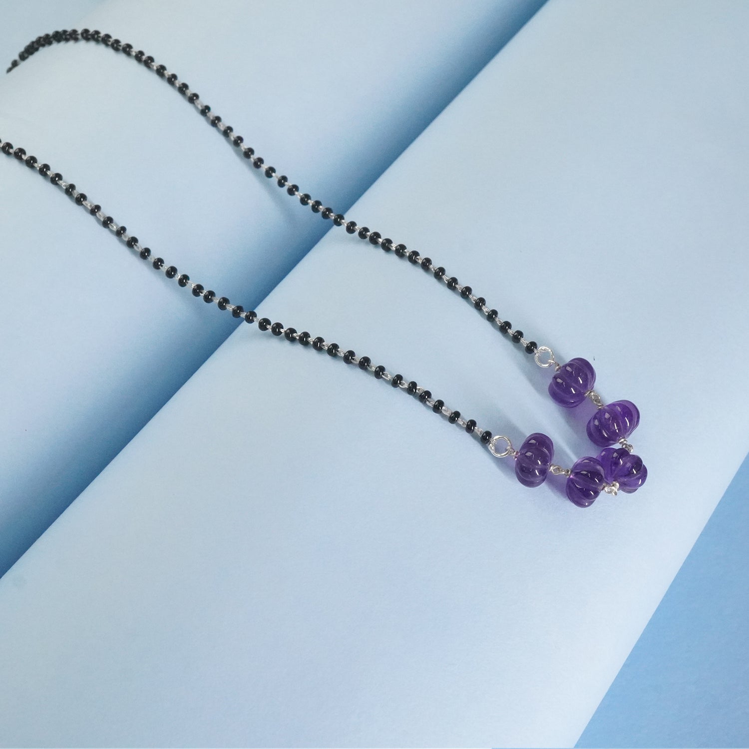 Silver Chain Mangalsutra With Amethyst Strawberry beads