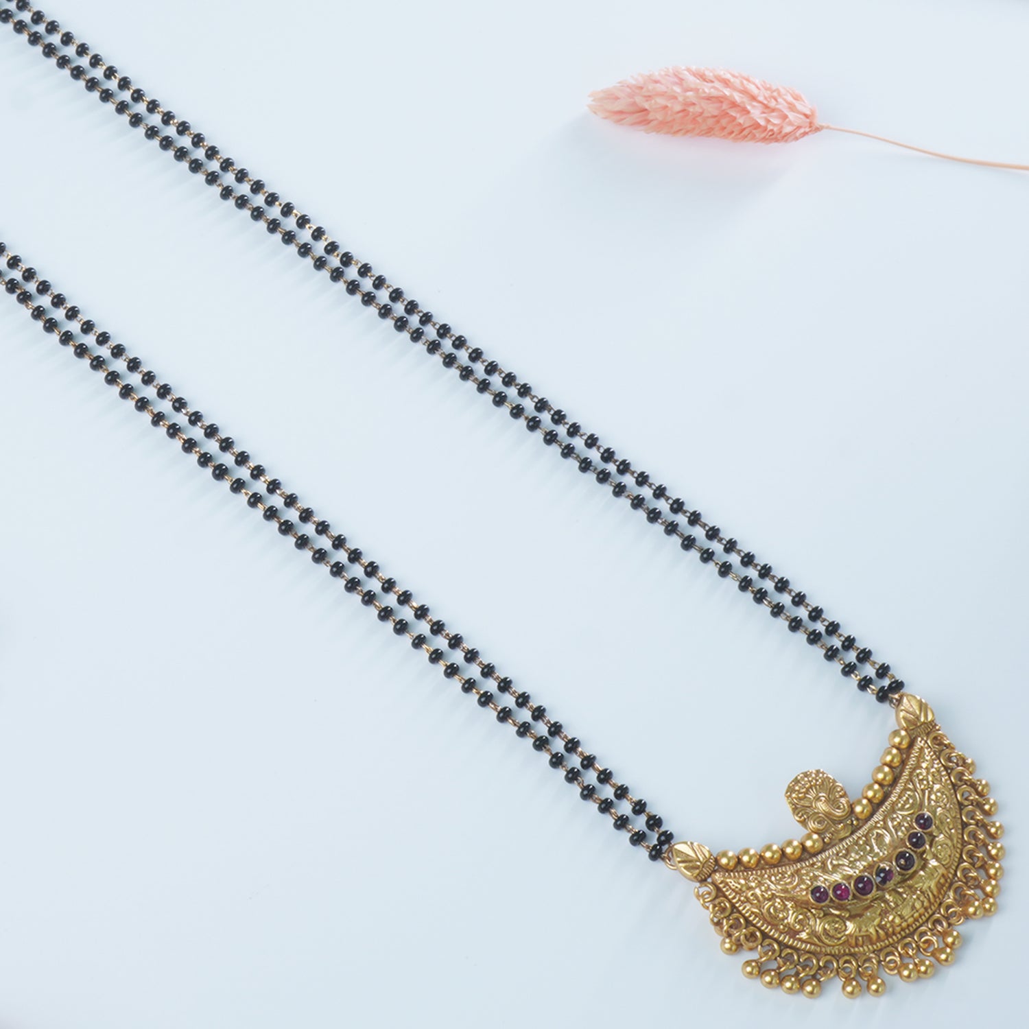 Gold Plated Silver Chain Mangalsutra With Chandrakor Pendant