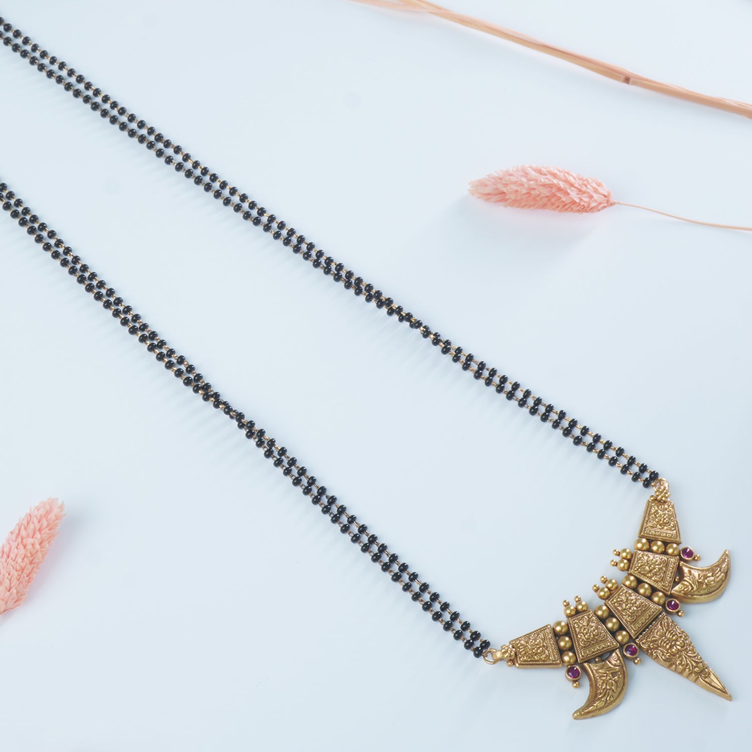 Gold Plated Silver Chain Mangalsutra With Waghnakhi Pendant