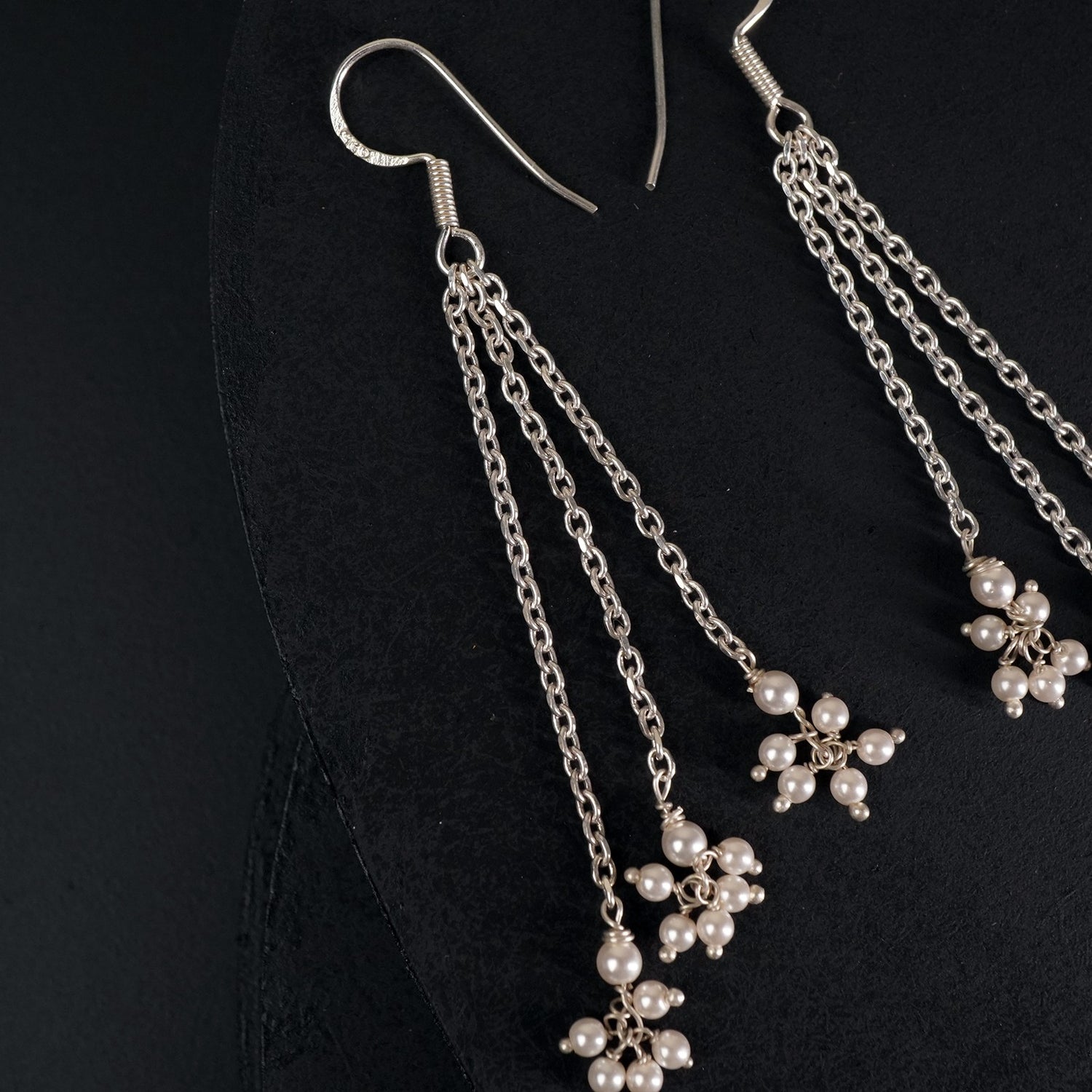 Minimal Silver Pearl Danglers