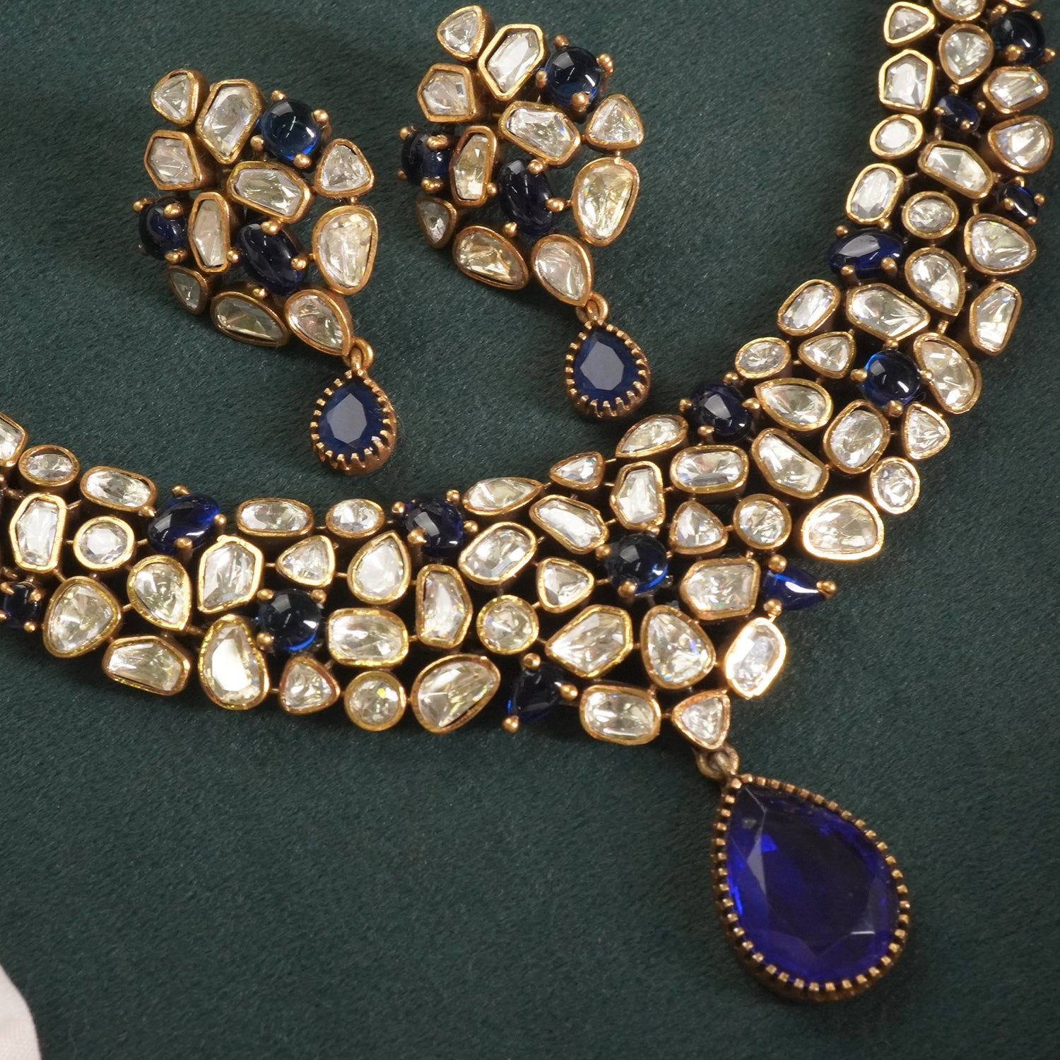 Gold Plated Silver Moissanite Polki Necklace Design