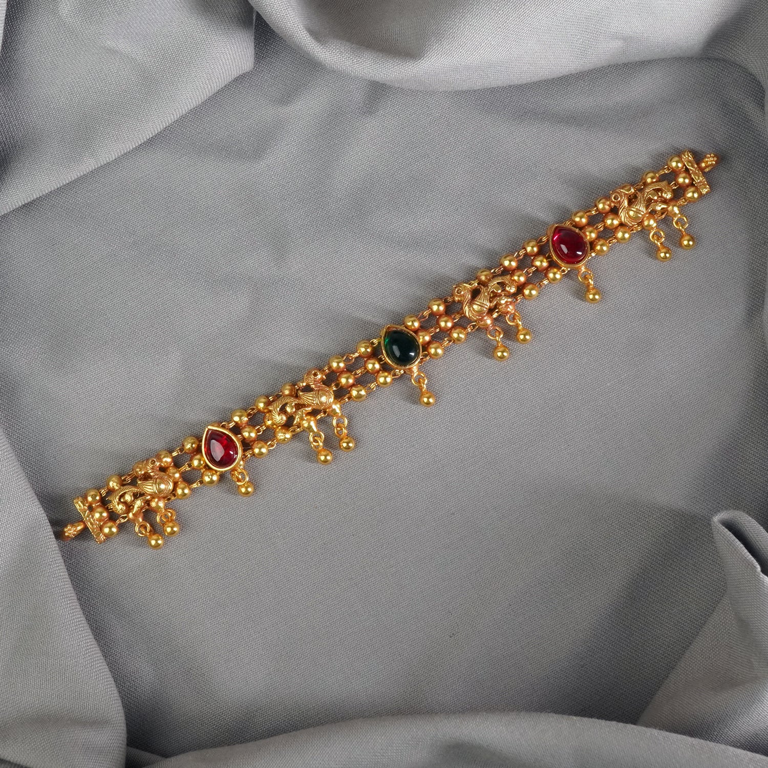 Pure Silver Matt Gheru Finish Gold Plated Ball Chain Choker