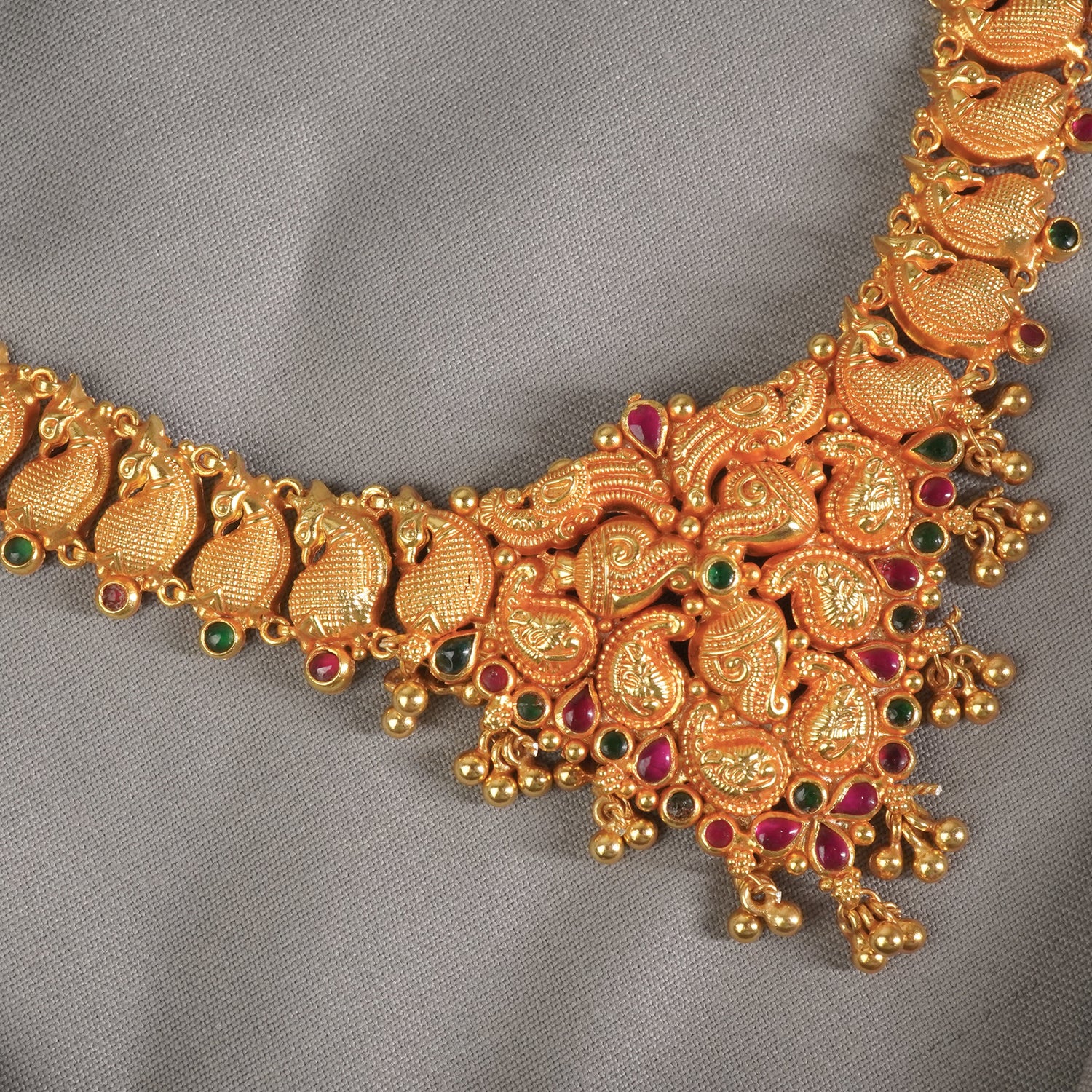 Pure Silver Gold Plated Gheru Finish Nagas Koyri Necklace