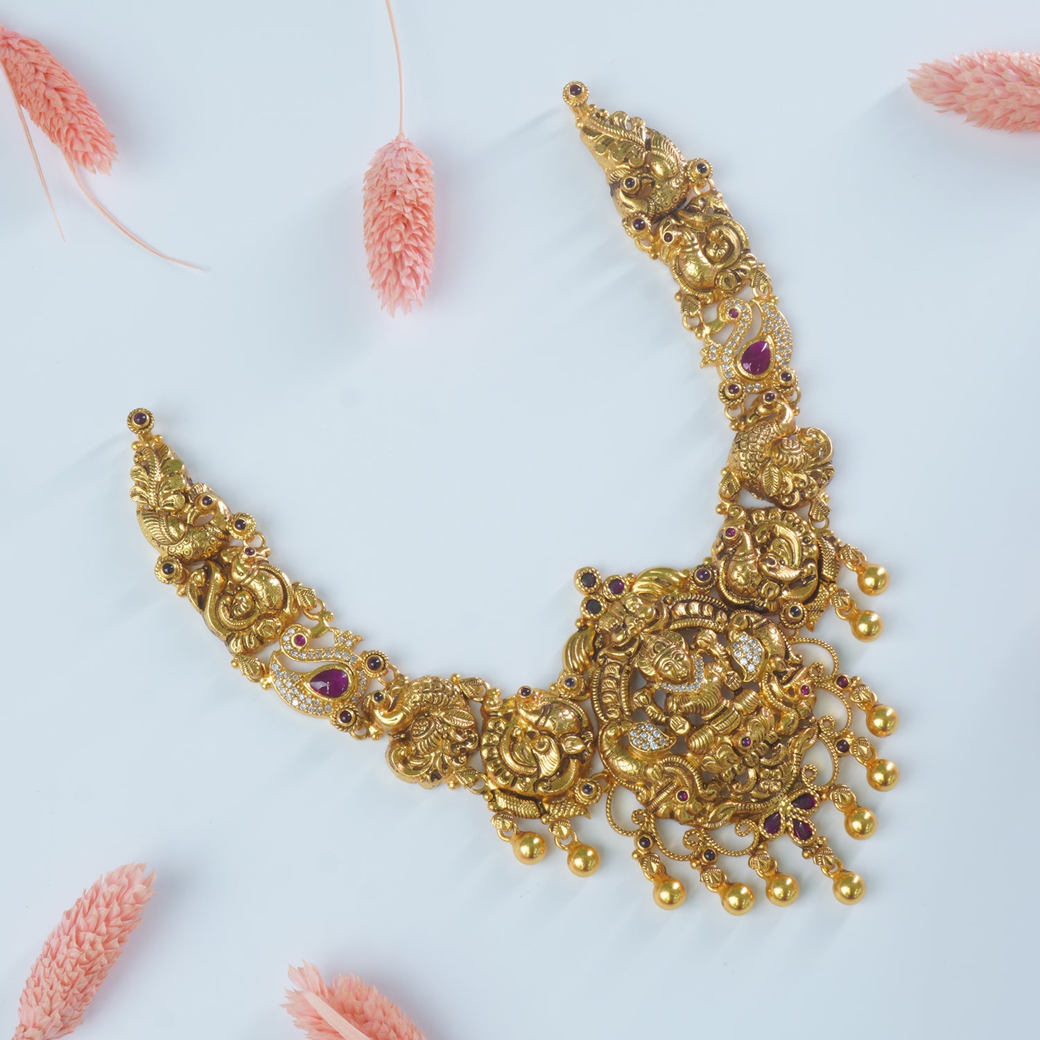 Silver Nakash Handset necklace Antique Gold Plated Design.