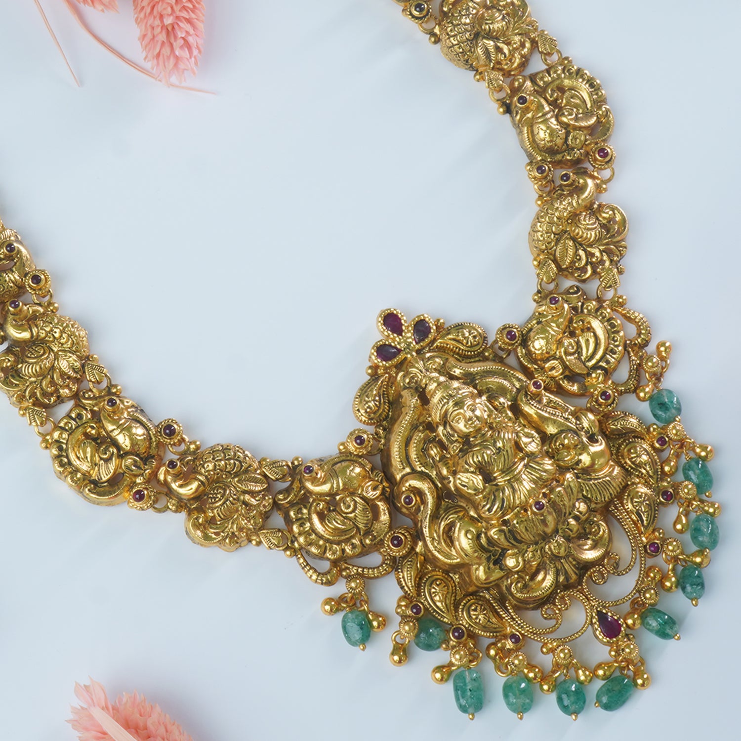 Silver Nakash Handset necklace Antique Gold Plated.