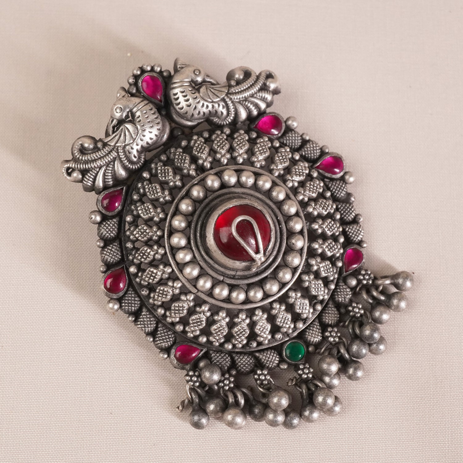 Silver Pendant With Silver Ghungroos