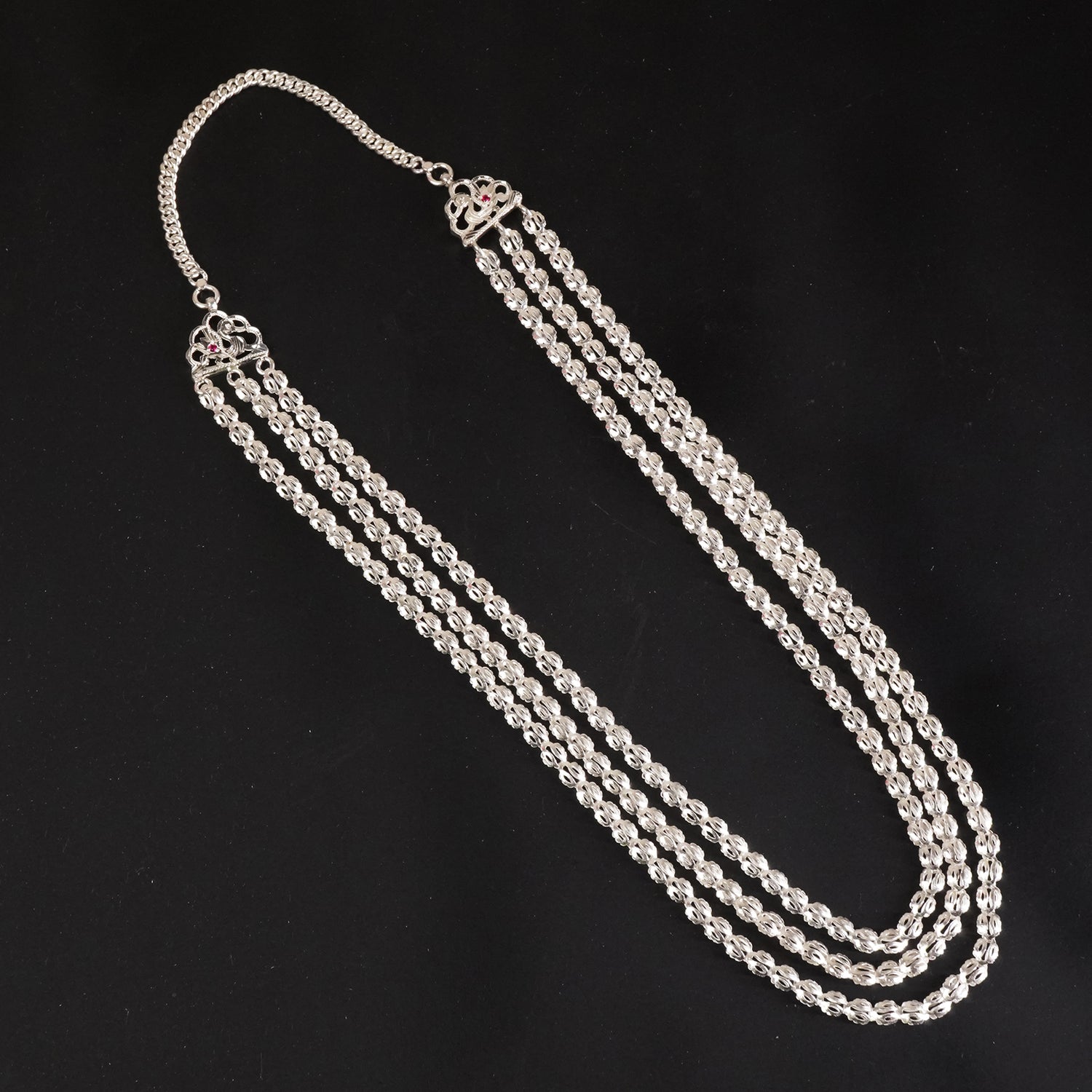 Silver 3 Layered Pohe Haar | Chandicha 3 Padri Pohe haar