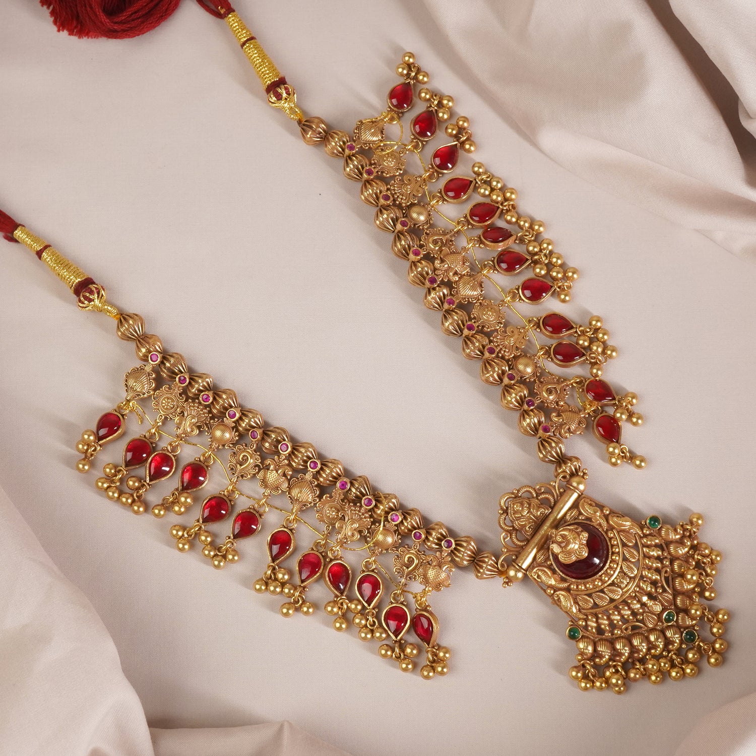 Regal Antique Gold Plated Silver Kolhapuri Saaj