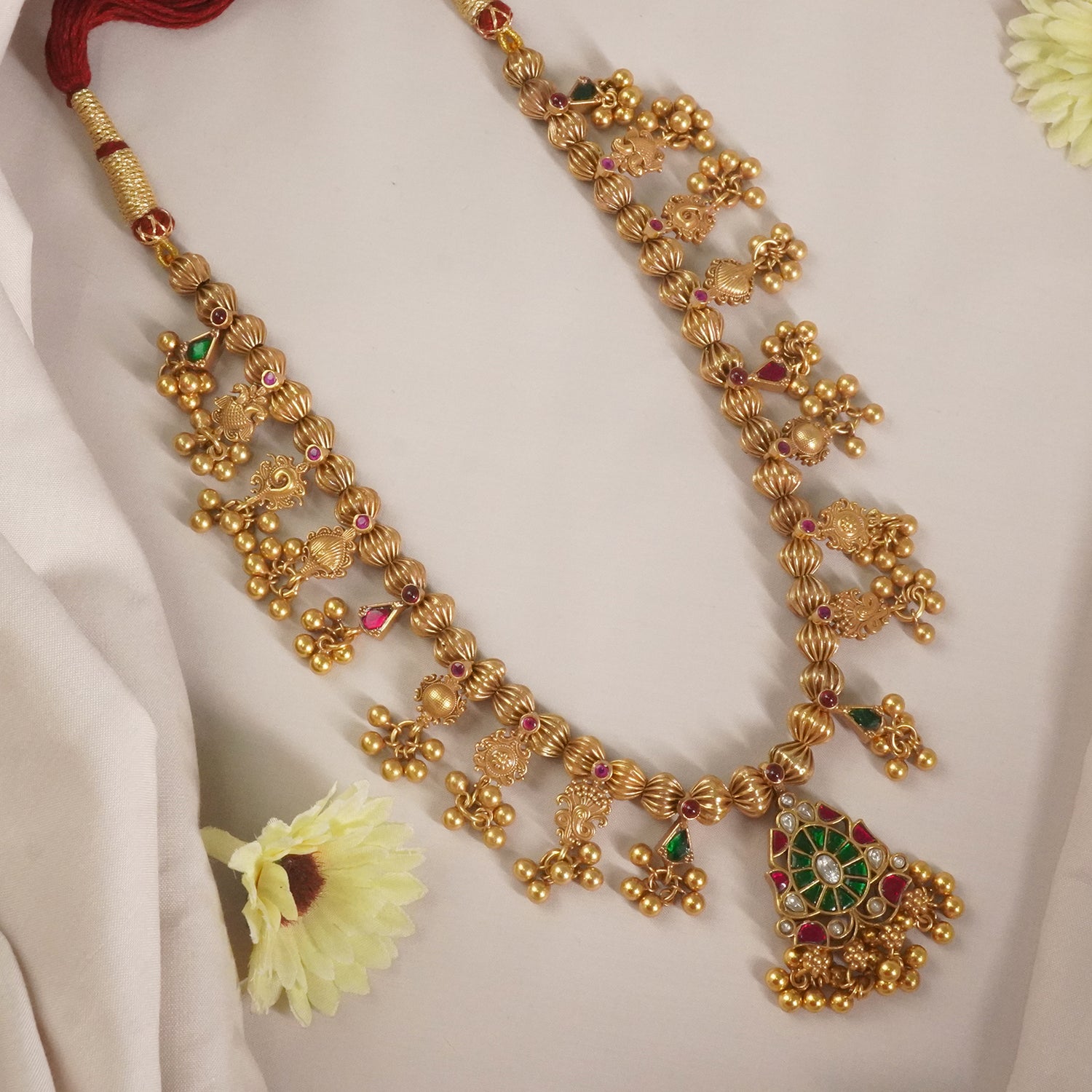 Buy Online Antique Gold Plated Silver Kolhapuri Saaj Design