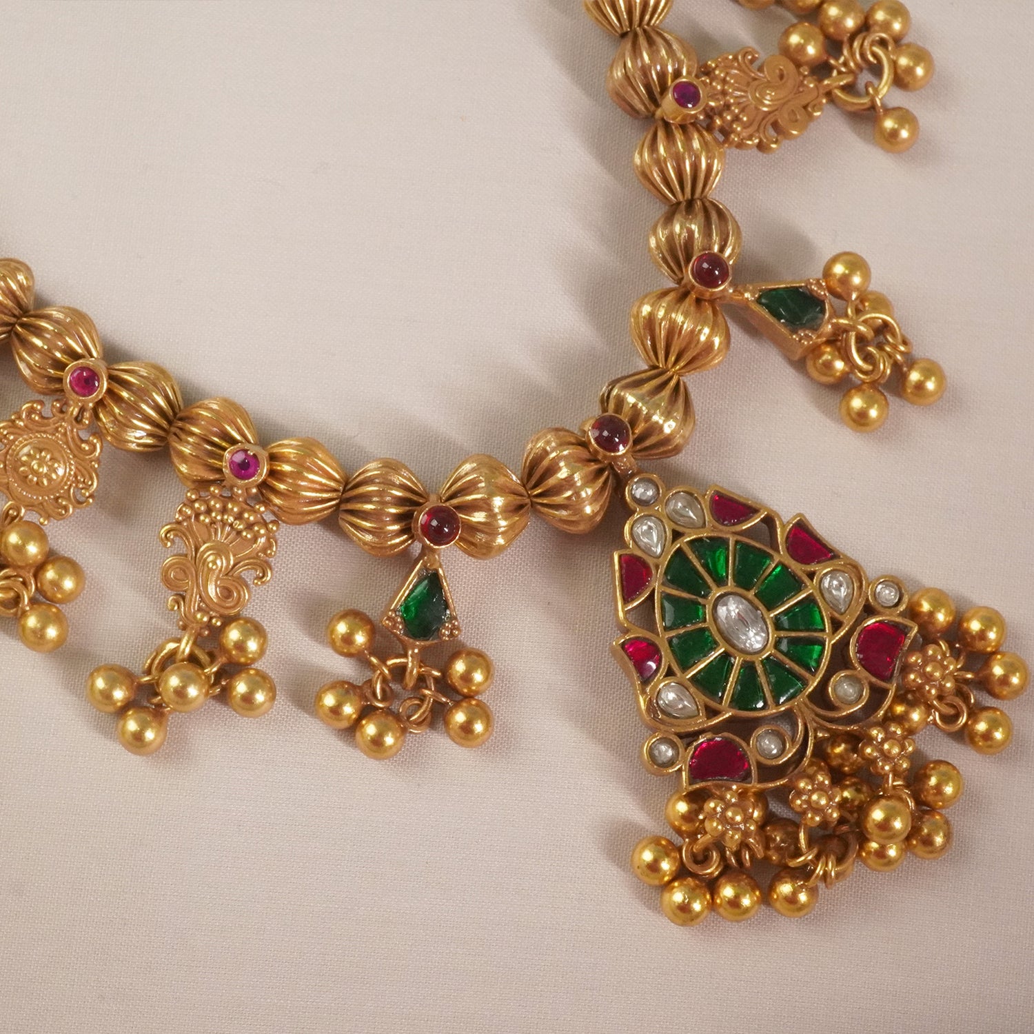 Buy Online Antique Gold Plated Silver Kolhapuri Saaj Design