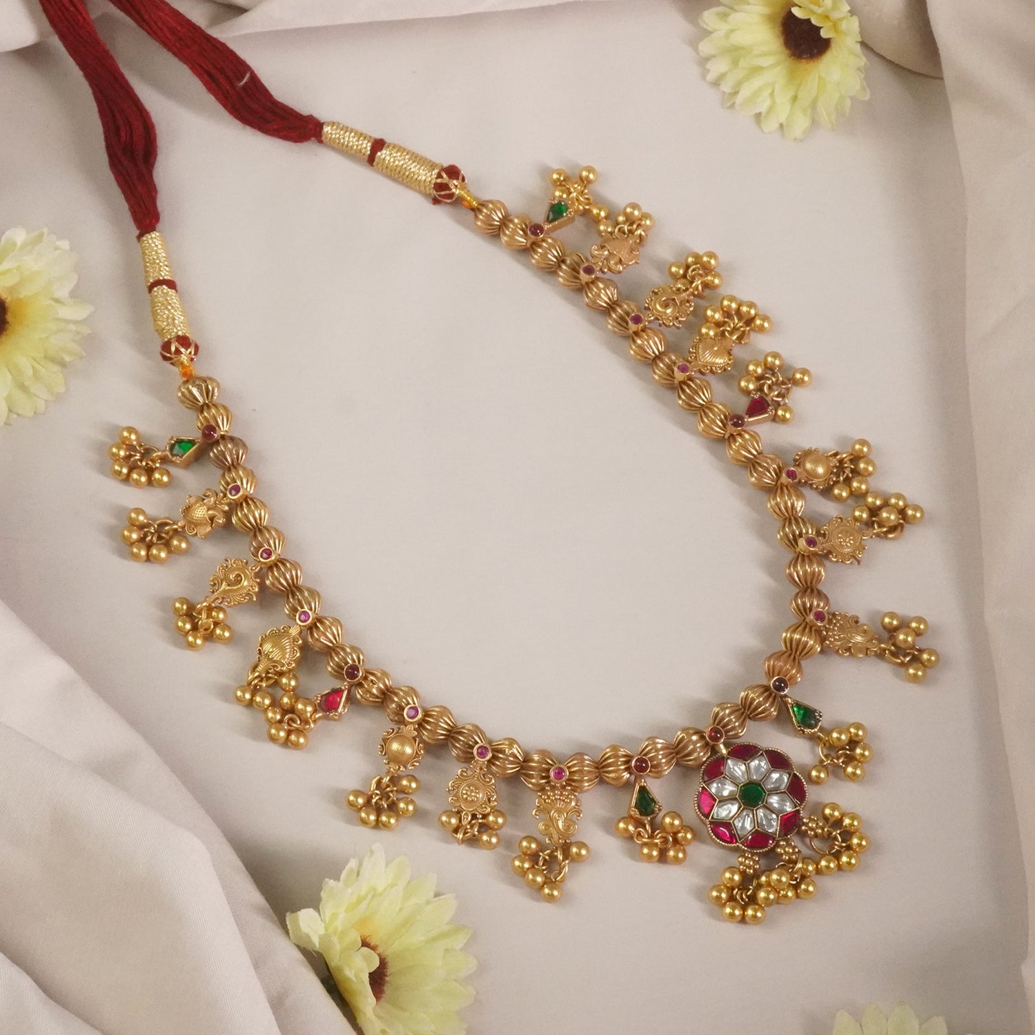 Antique Gold Plated 92.5 Silver Kolhapuri Saaj Design