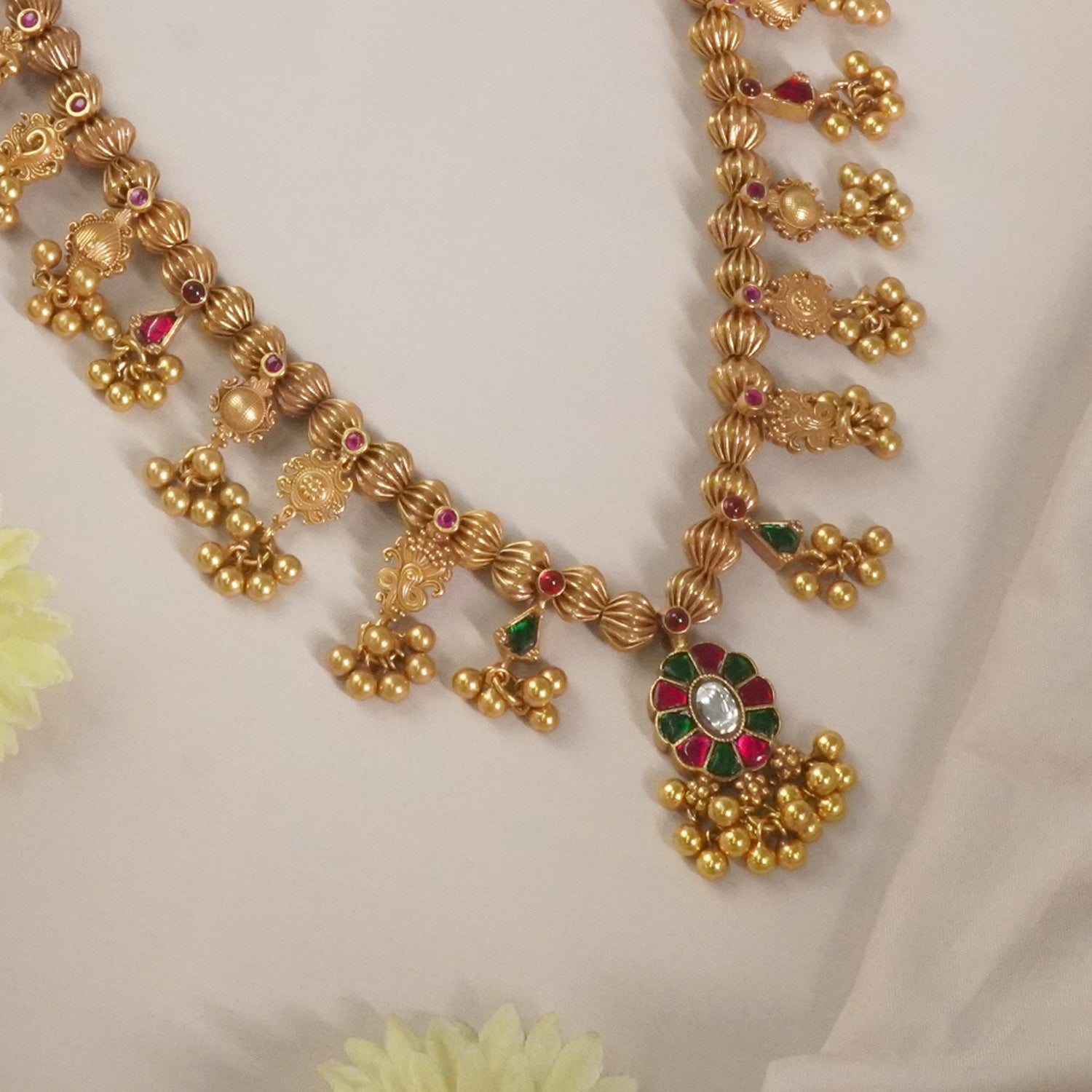 Shop Online Antique Gold Plated Silver Kolhapuri Saaj Design