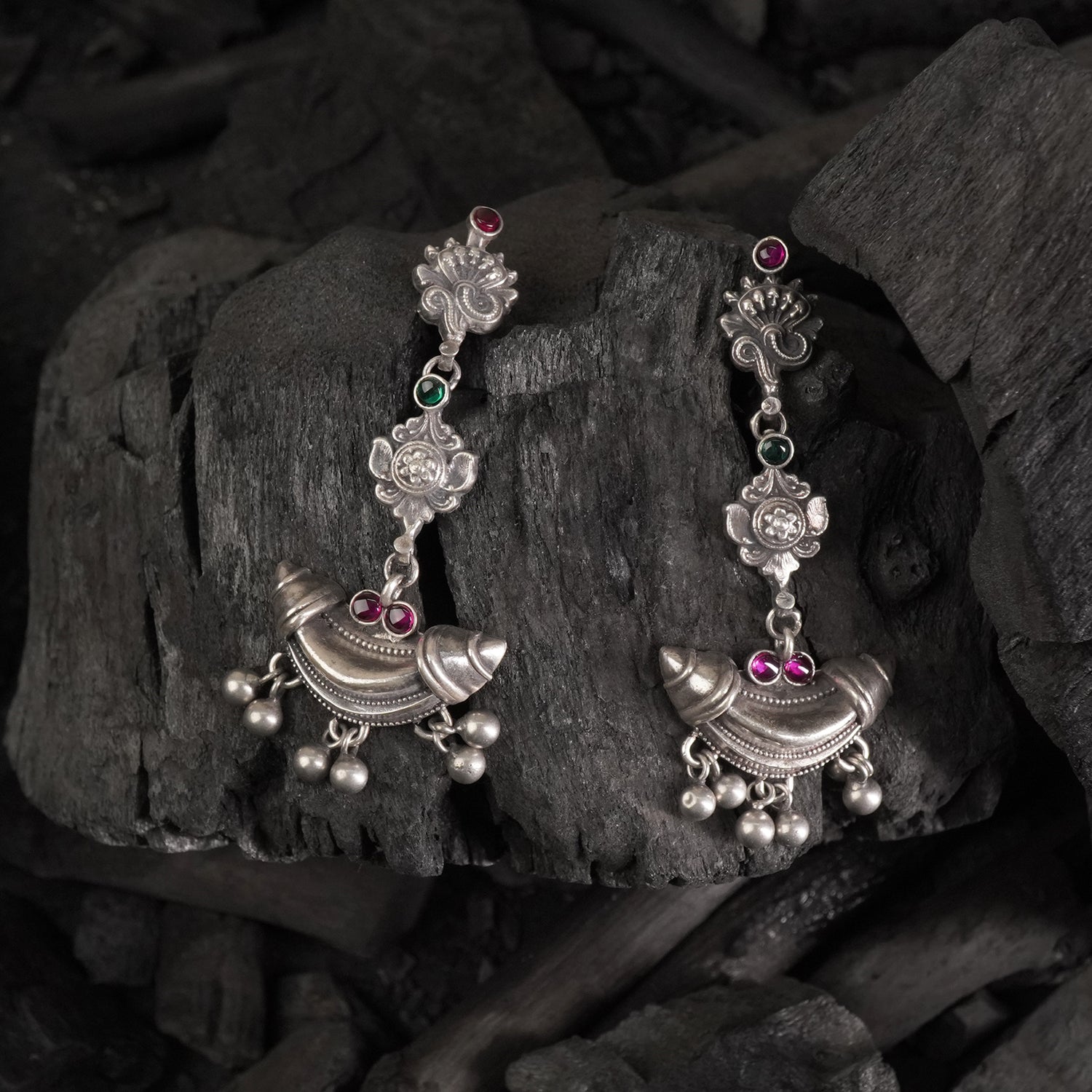Long Chandrakor Silver Jhumka Design