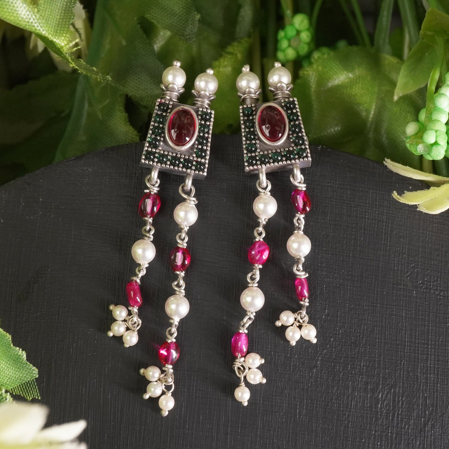 Simple Daily Wear Silver Earrings With Pearls