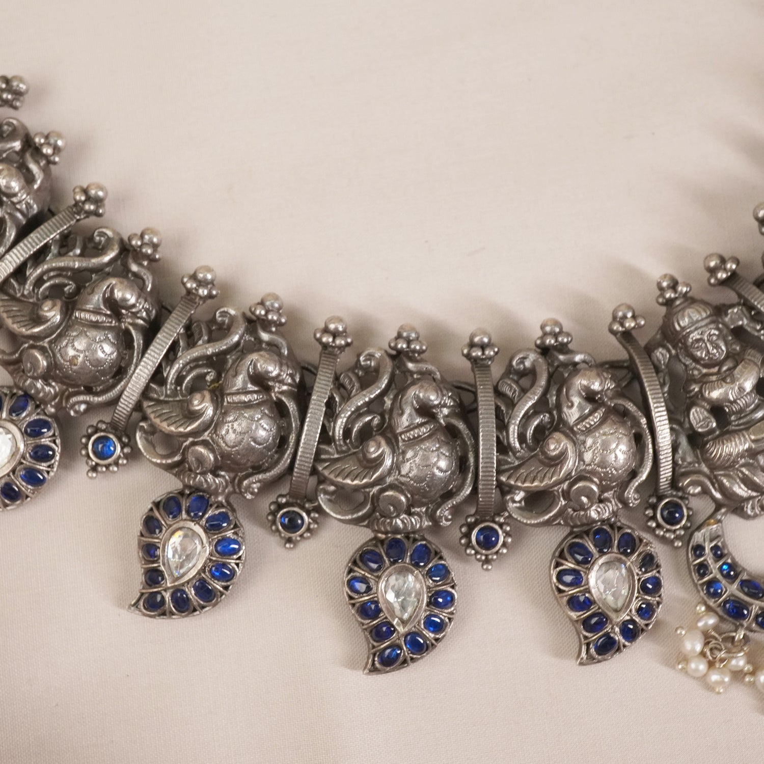 Blue Nakshi Peacock Necklace