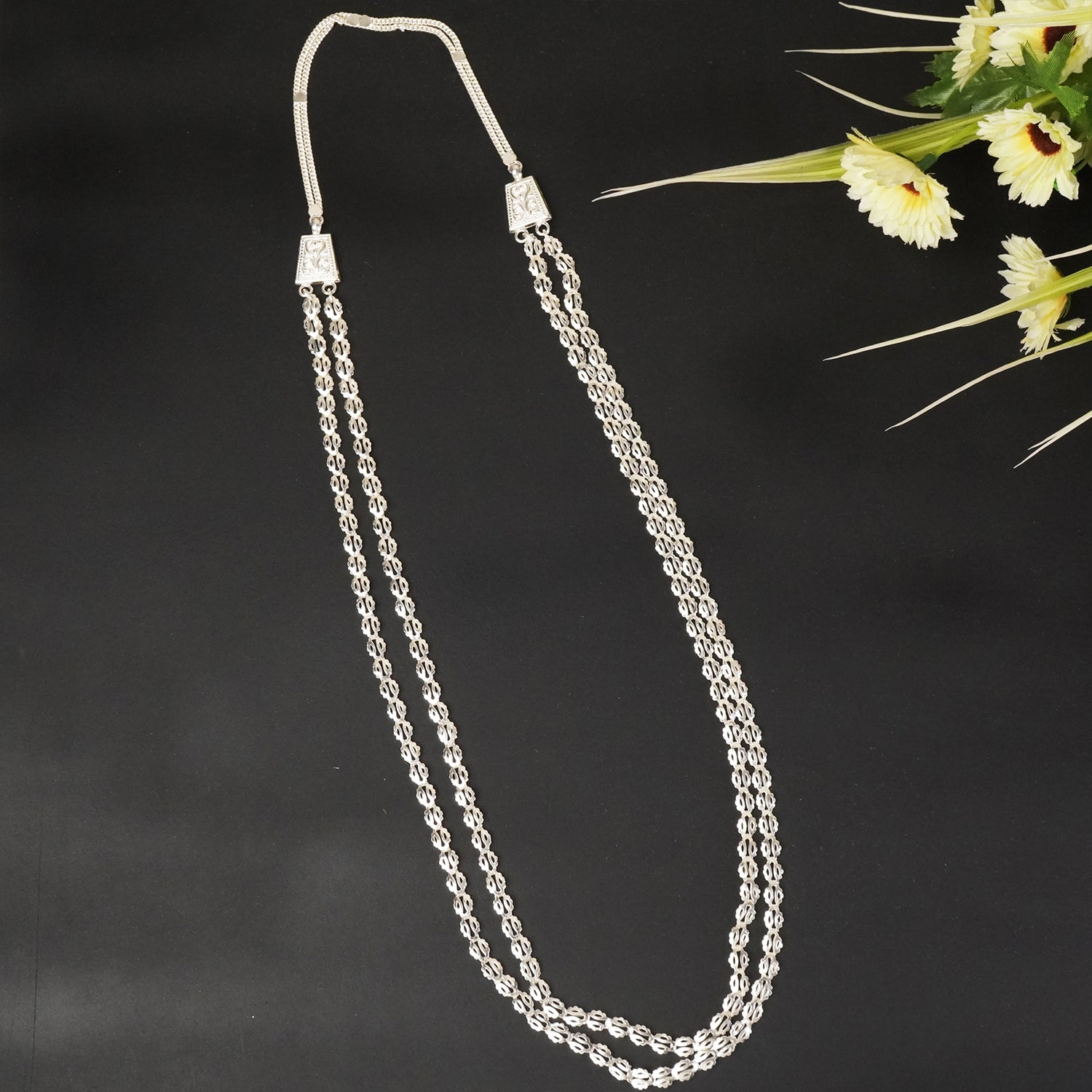 2 Layered Silver Pohe Haar With Peti