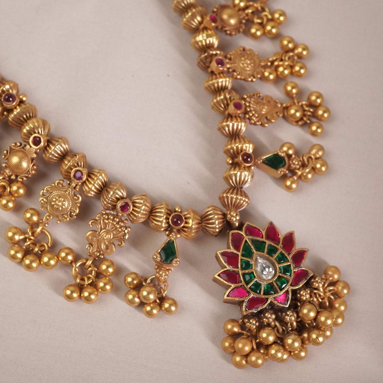Silver Gold Plated Kolhapuri Kundan Jadau Pendant