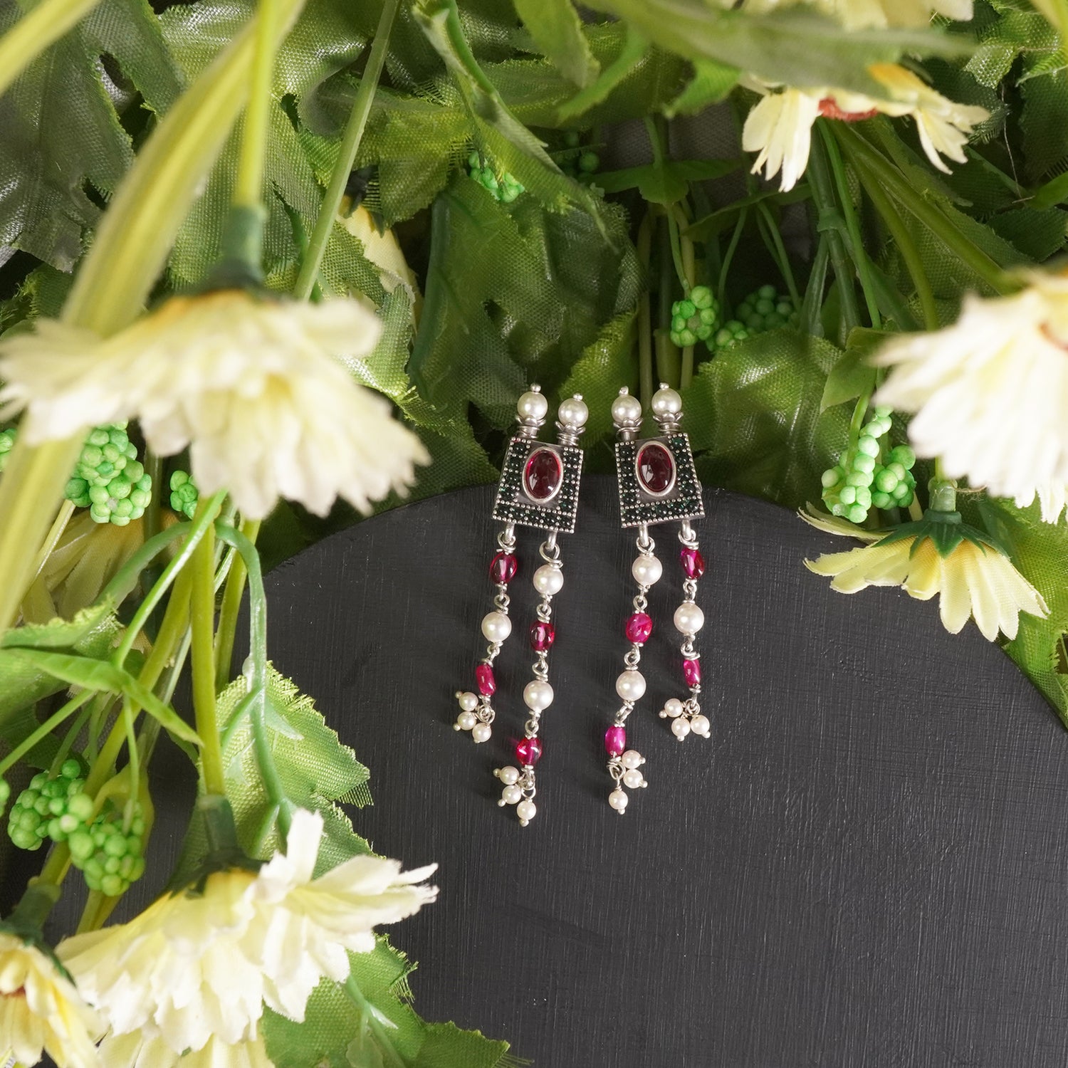 Simple Daily Wear Silver Earrings With Pearls
