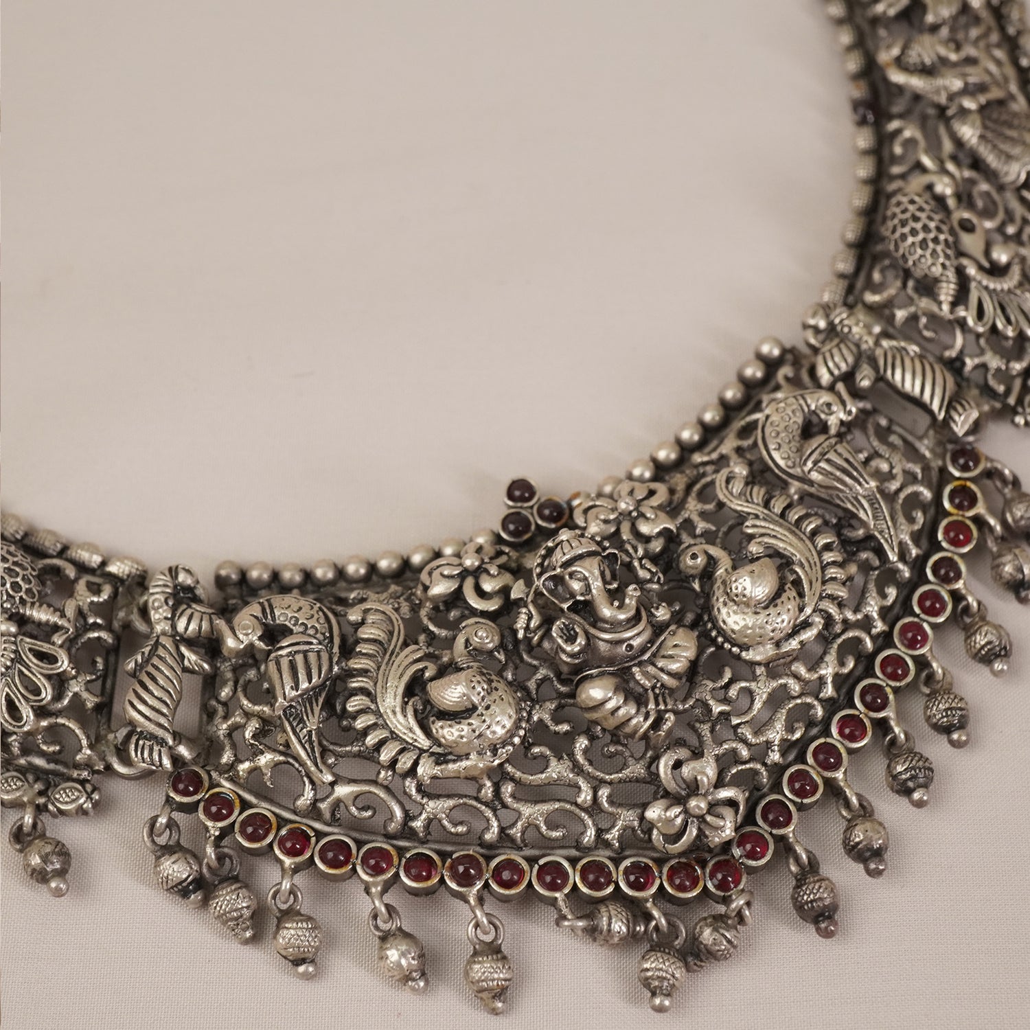 3D Nakshi Silver Necklace