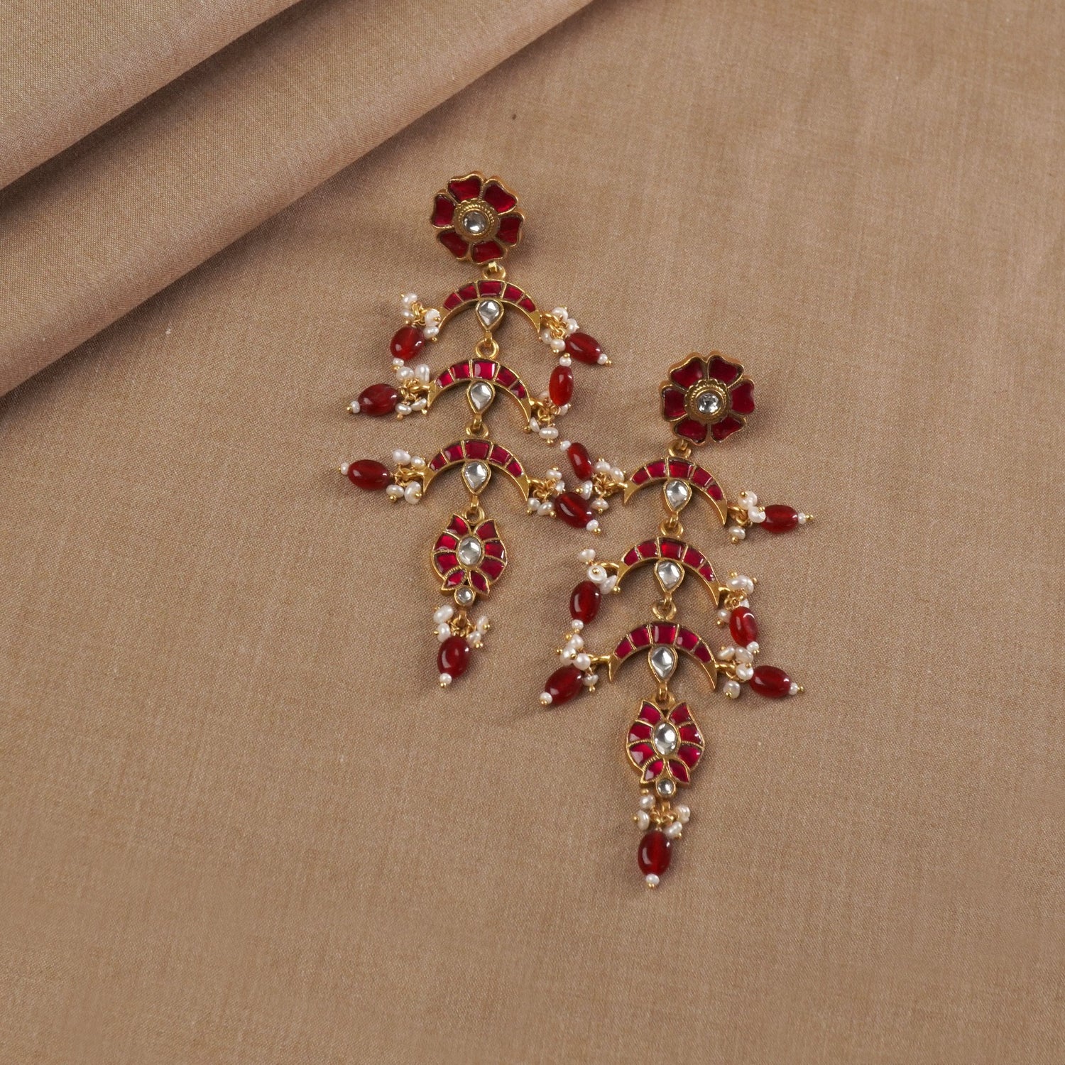 Silver Gold Plated Kundan Jadau Jhumka
