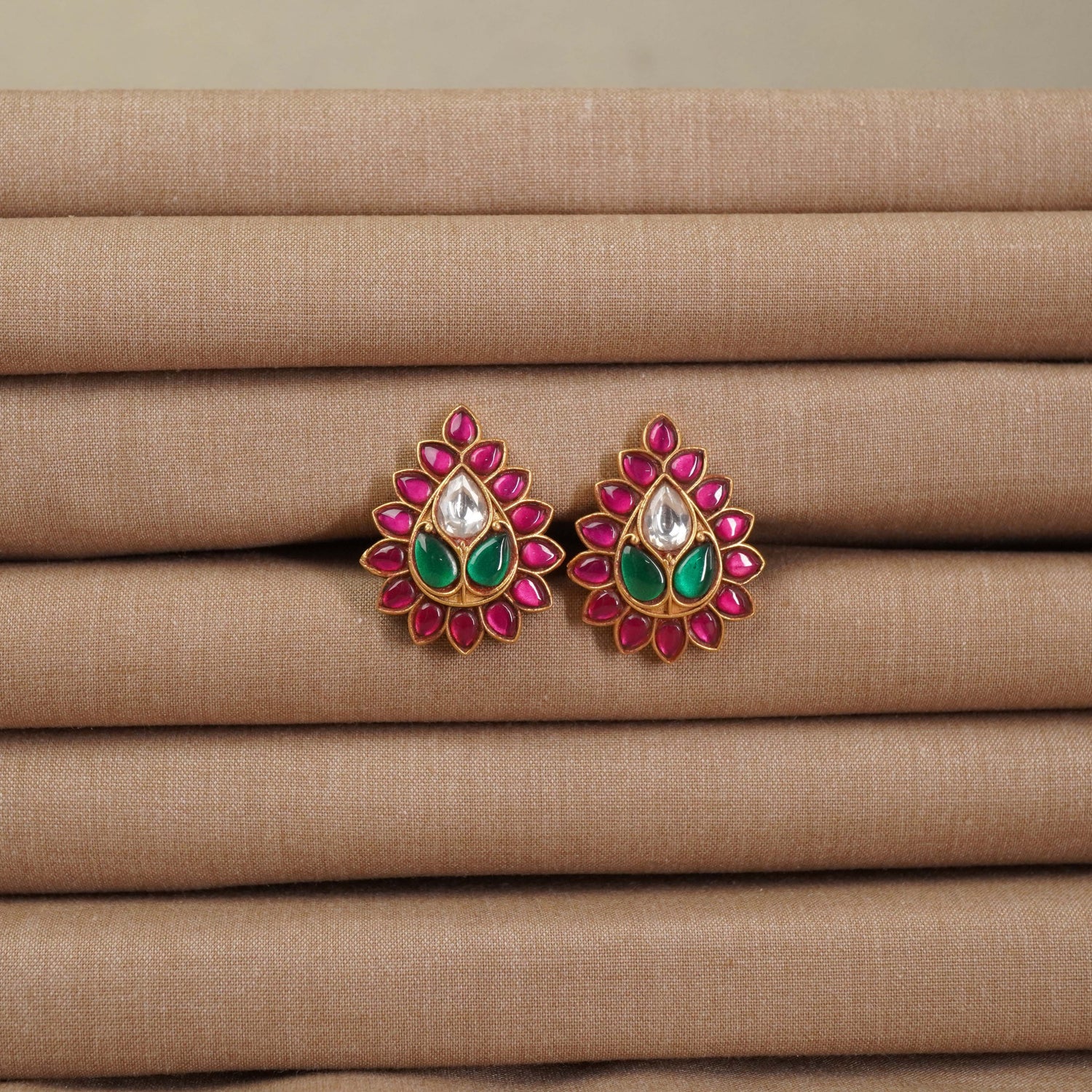 elegant silver earrings kundan jewellery design