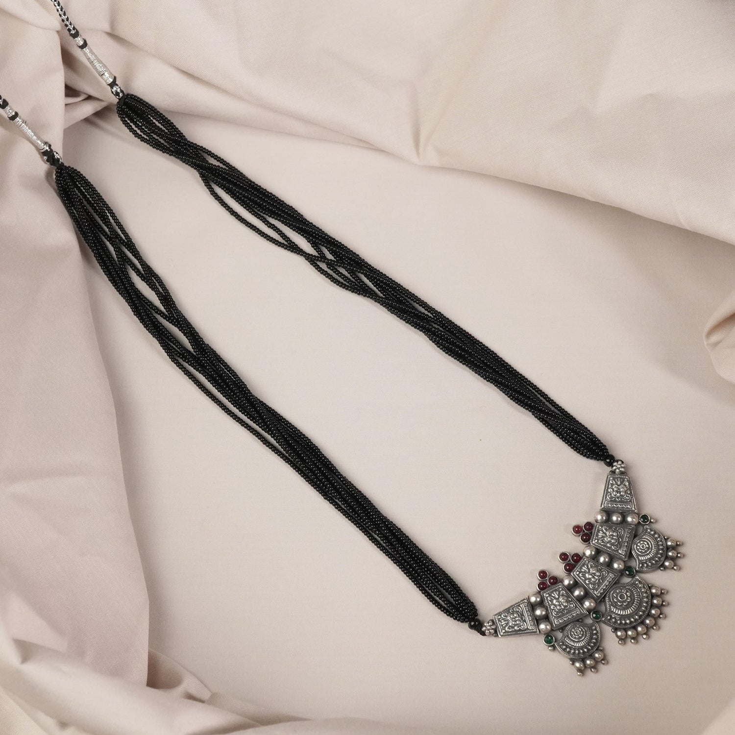 Silver Kolhapuri Mangalsutra Suryafull Design