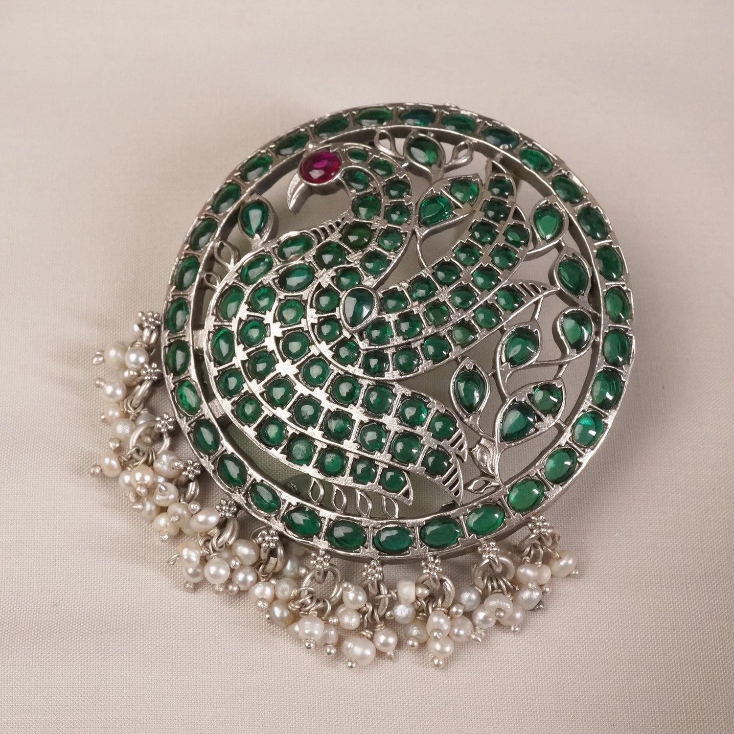 Silver Pendant Design Green Kemp Stone
