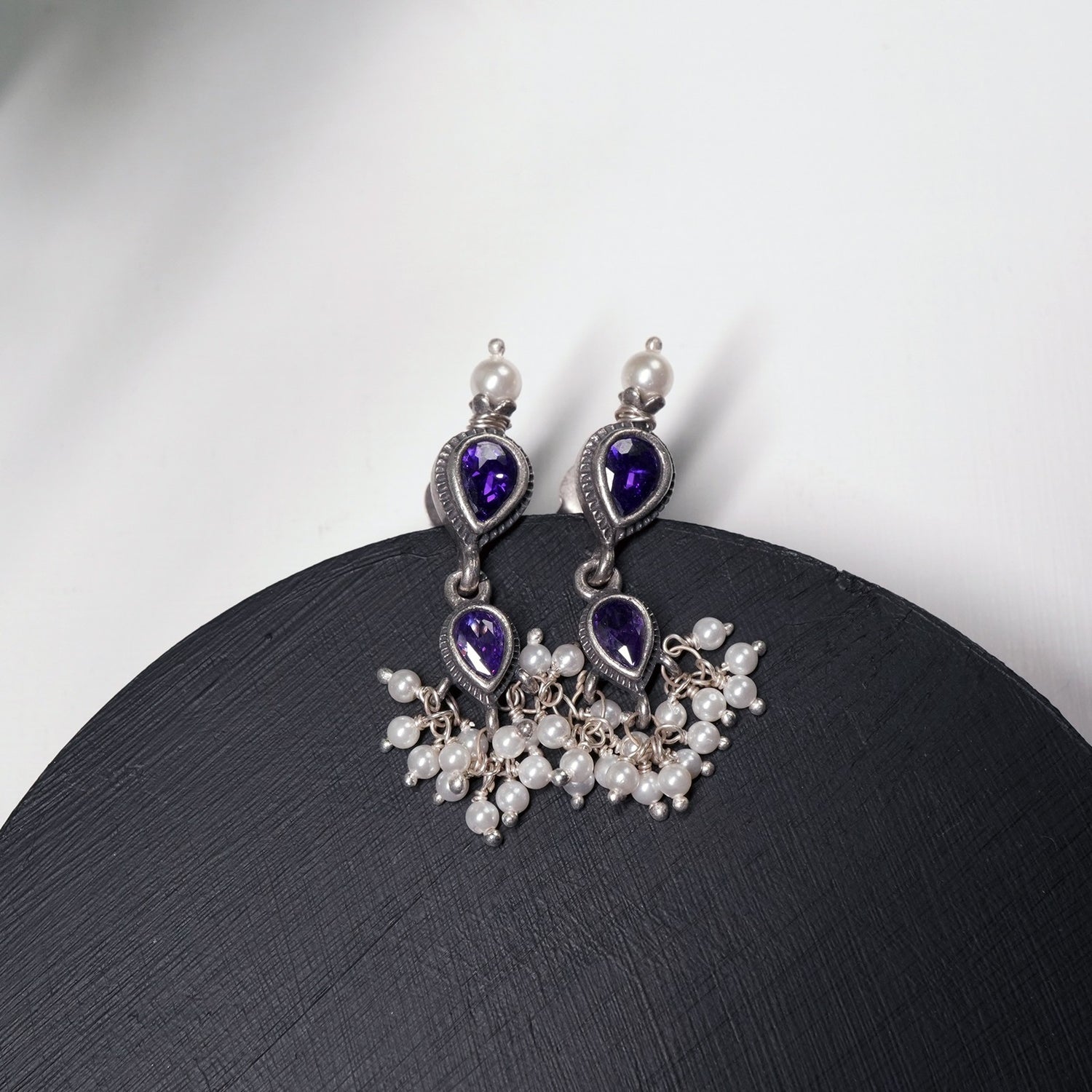 Silver Tanmani Amethyst with earrings