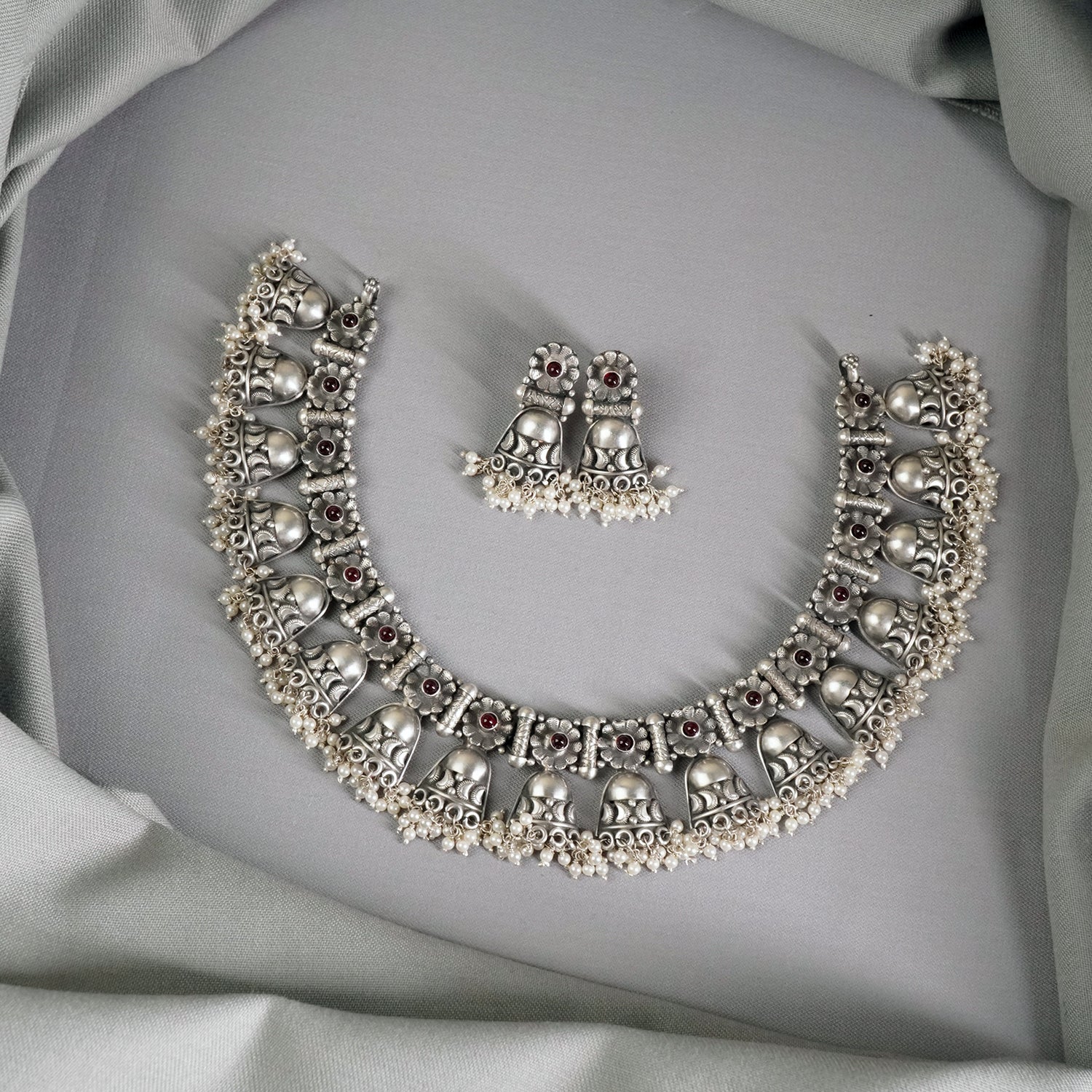 Suryafull Silver ardhzhumki moti necklace