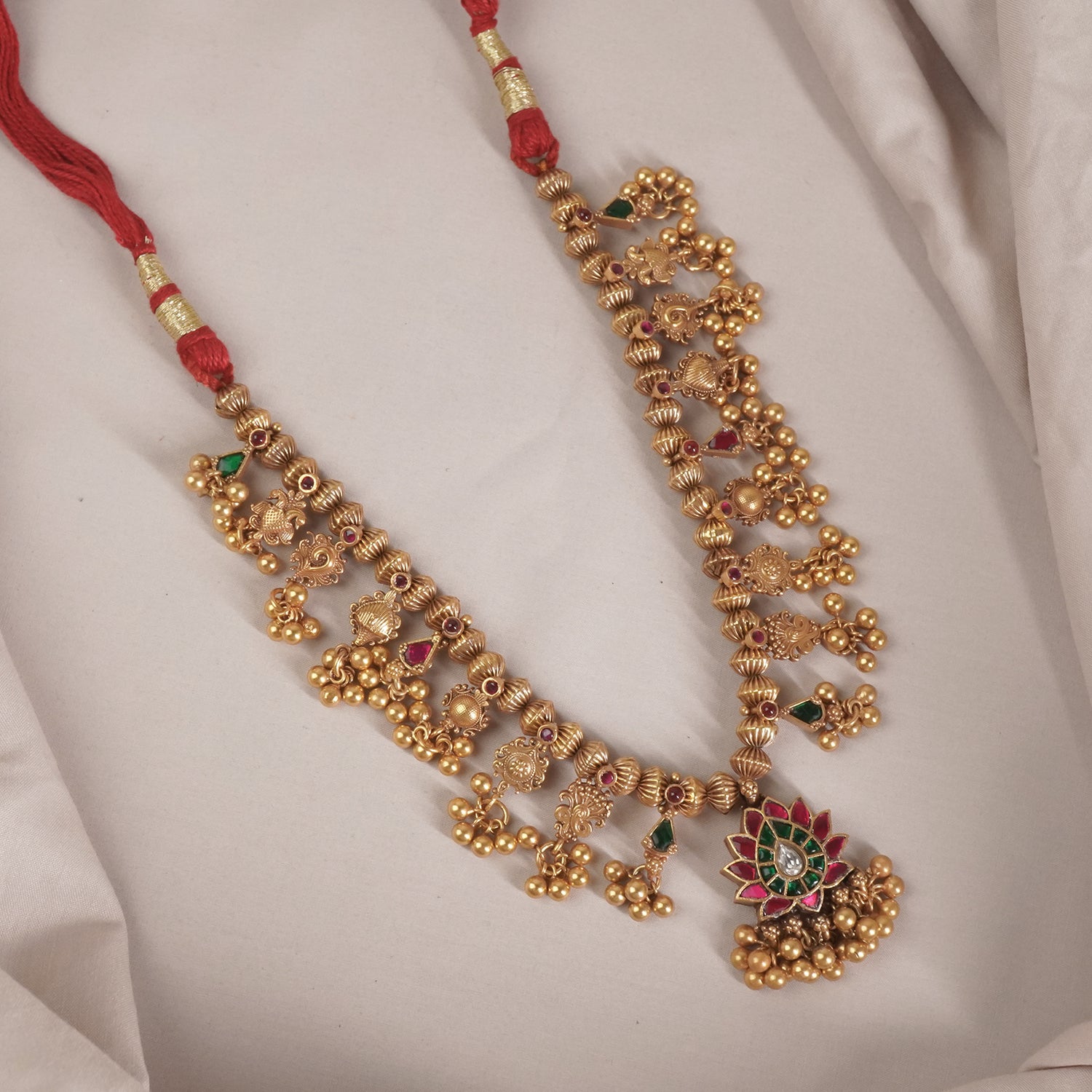 Silver Gold Plated Kolhapuri Kundan Jadau Pendant