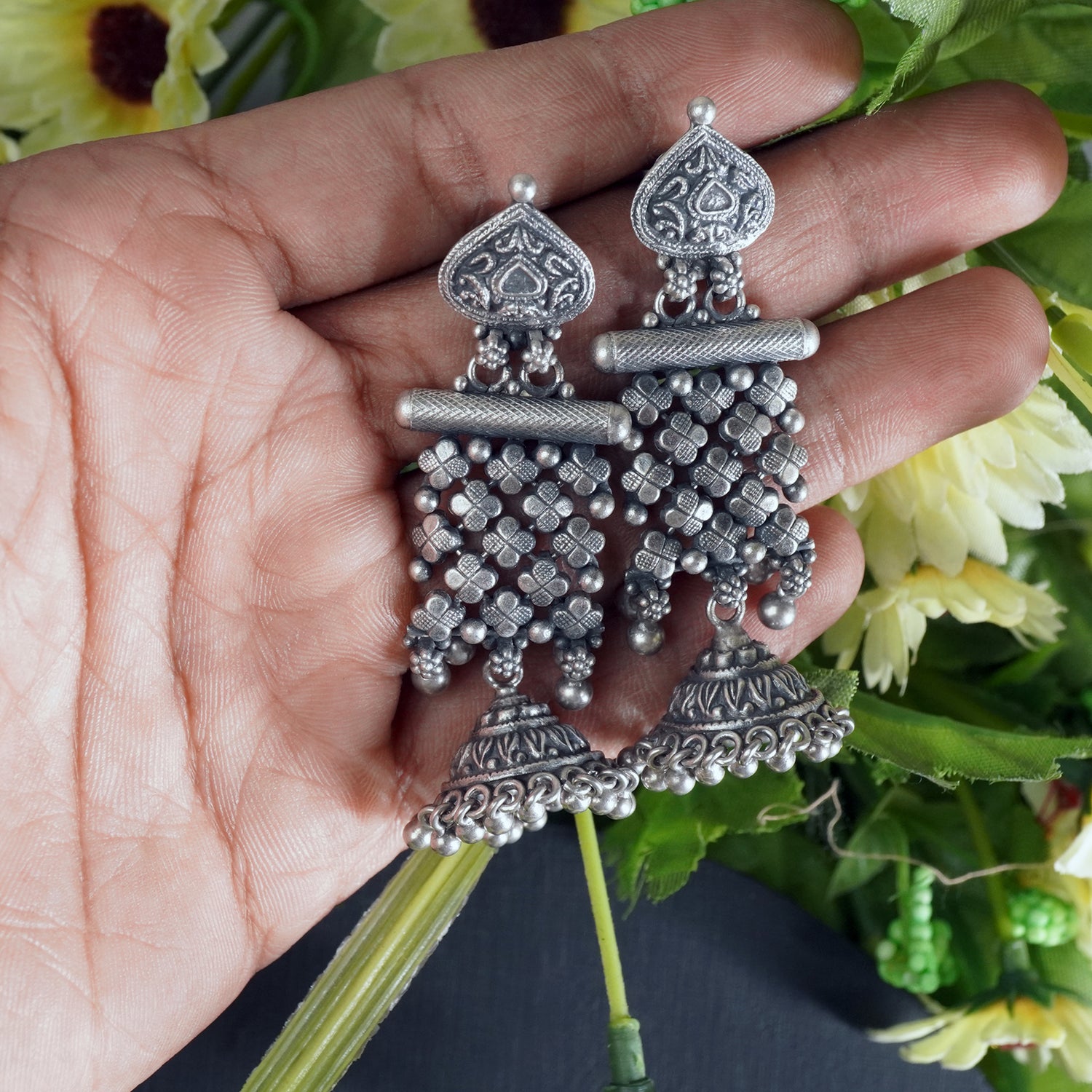 Plain Silver Jhumkas Without Stones