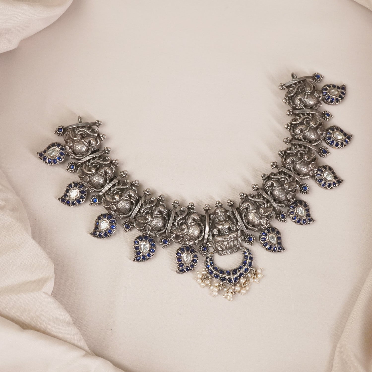 Blue Nakshi Peacock Necklace