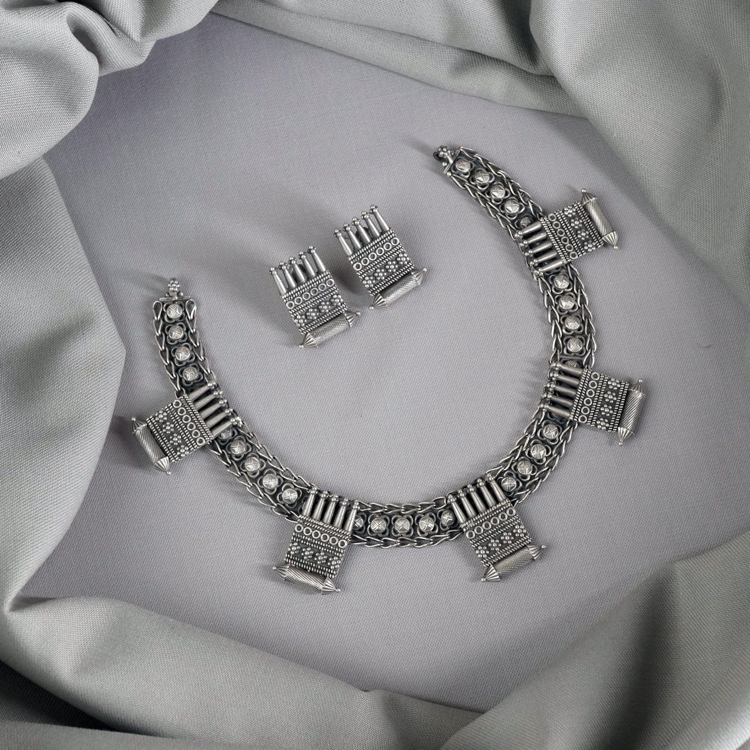 Shop Online Silver Tribal Necklace Online With Matching Earrings