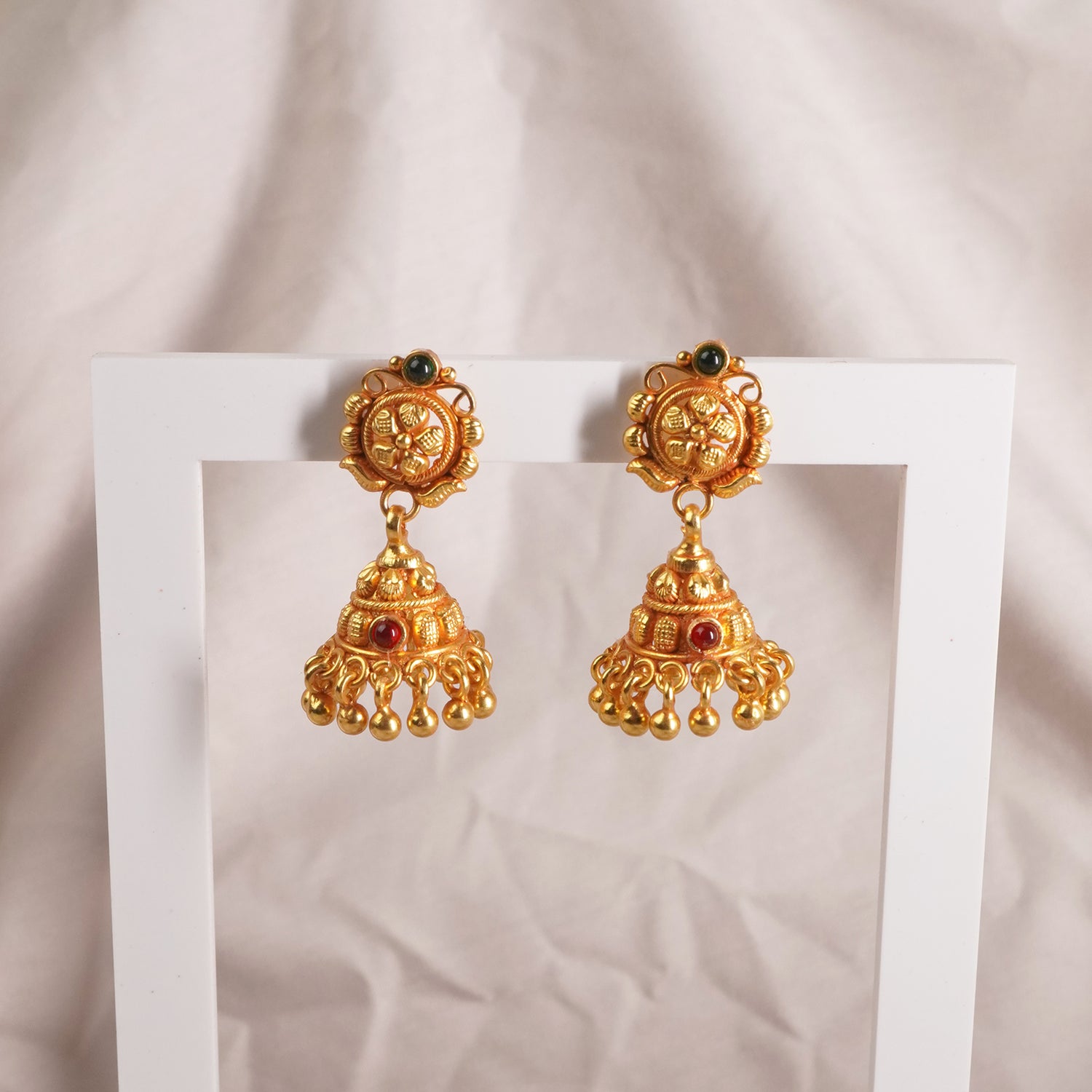 Regal Gheru Gold Plated Silver Latkan Zhumki Design