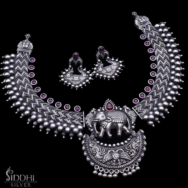 925 silver kolhapuri necklace gajja hathi necklace