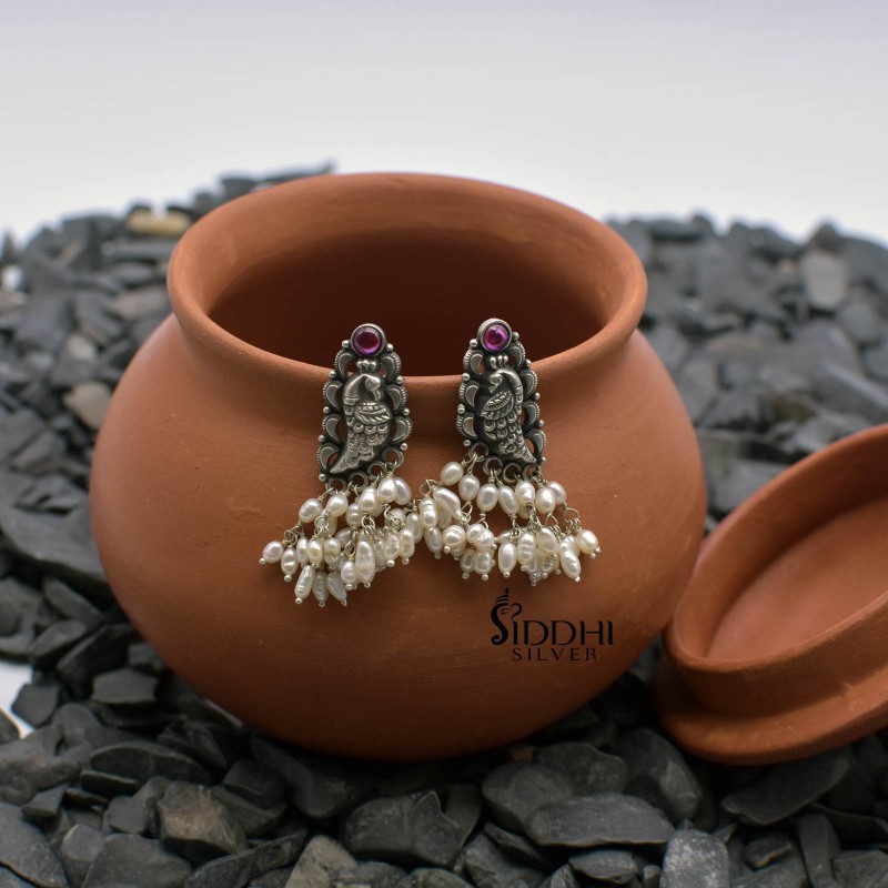 silver earrings for kurti